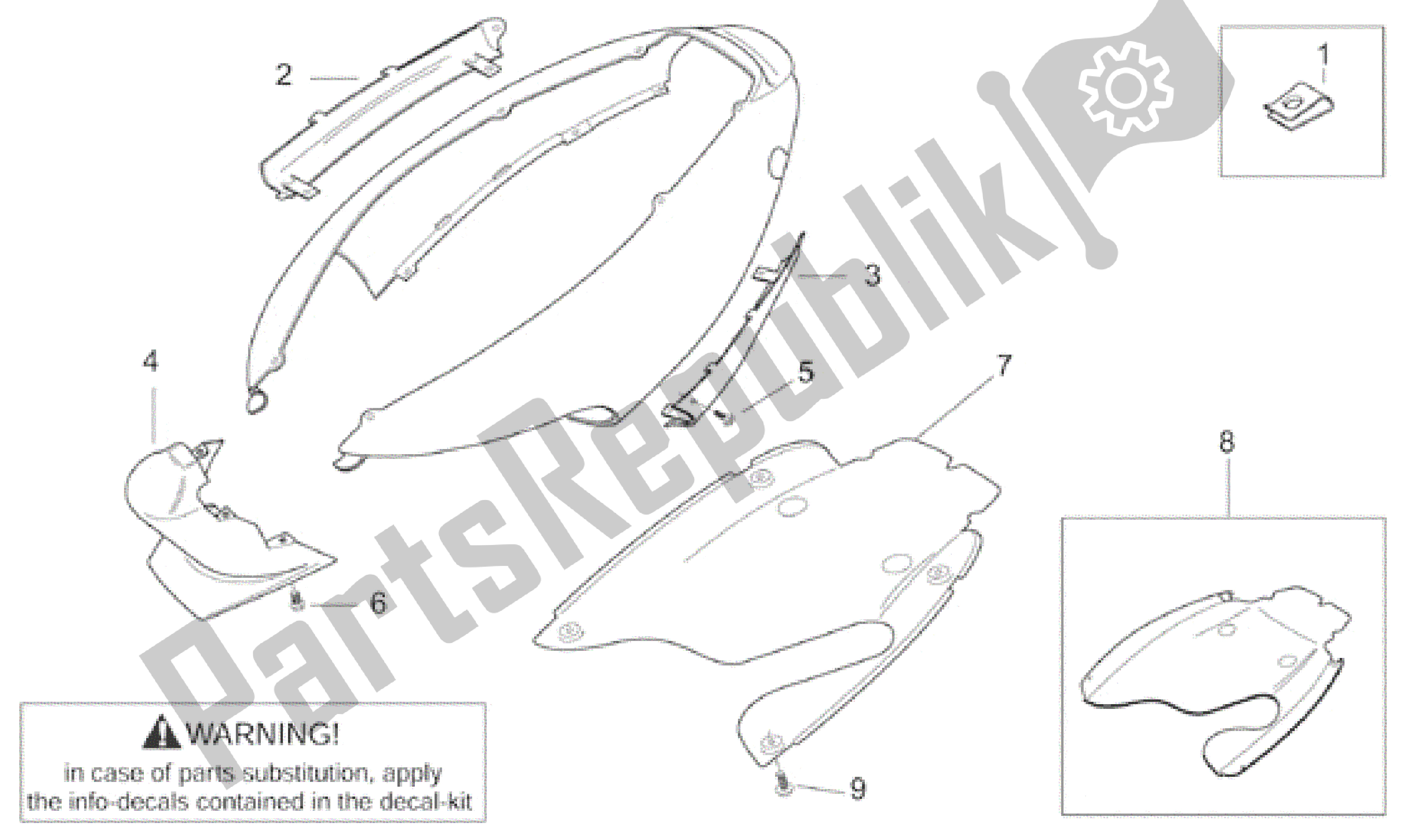 Todas las partes para Cuerpo Trasero Ii de Aprilia SR WWW 50 1997 - 1999