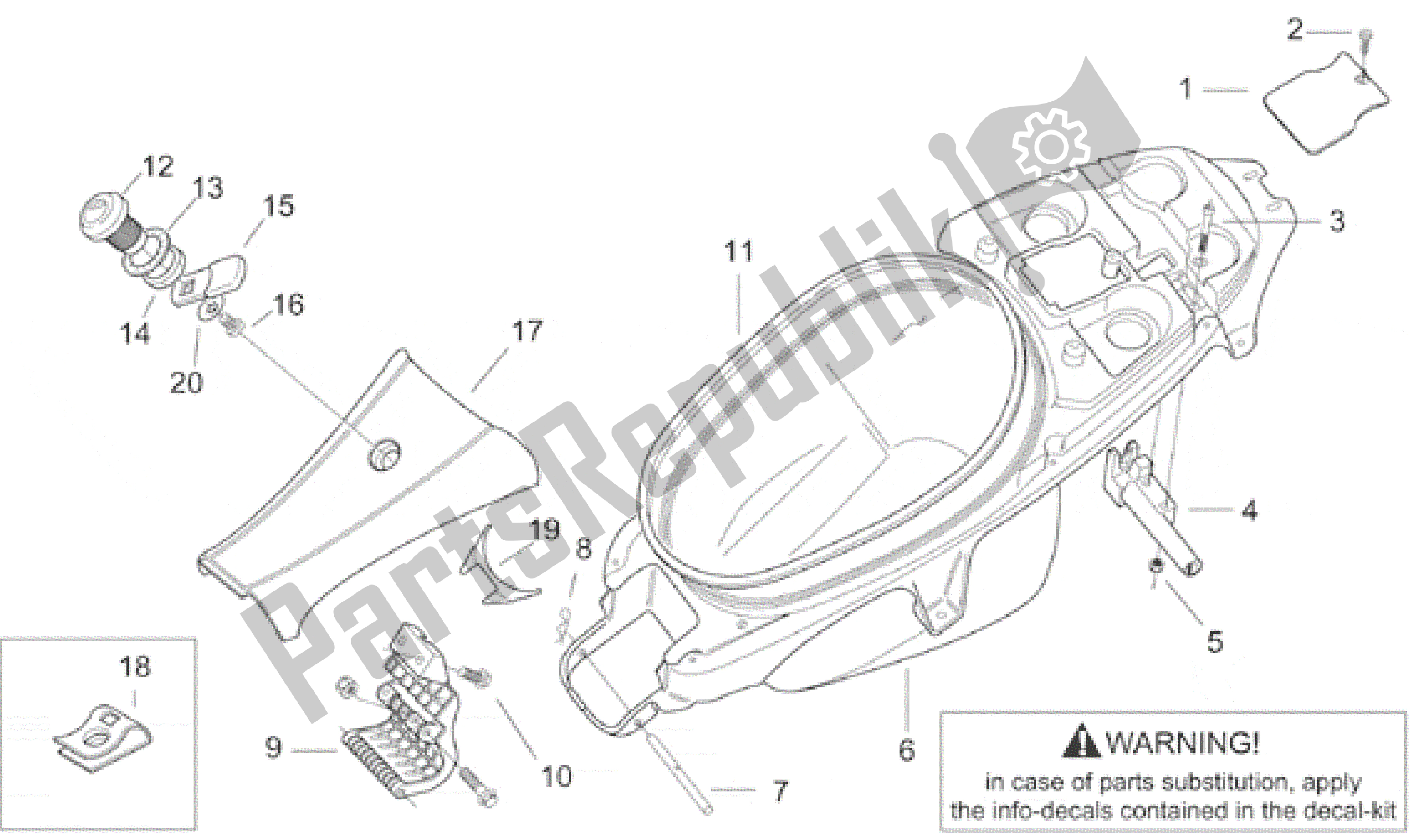 Todas las partes para Cuerpo Trasero Iii de Aprilia SR WWW 50 1997 - 1999