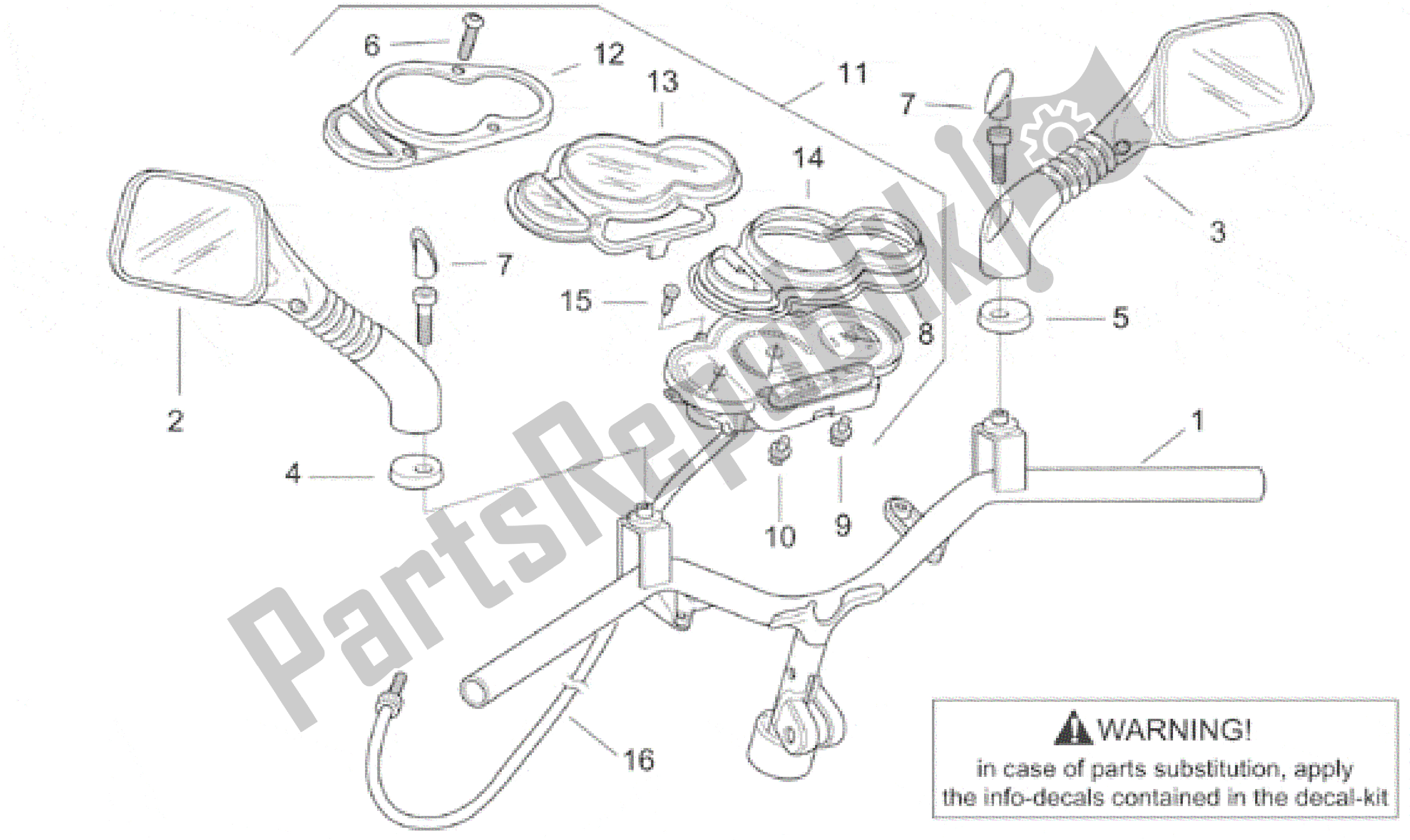 Todas las partes para Manillar - Tablero De Instrumentos de Aprilia SR WWW 50 1997 - 1999