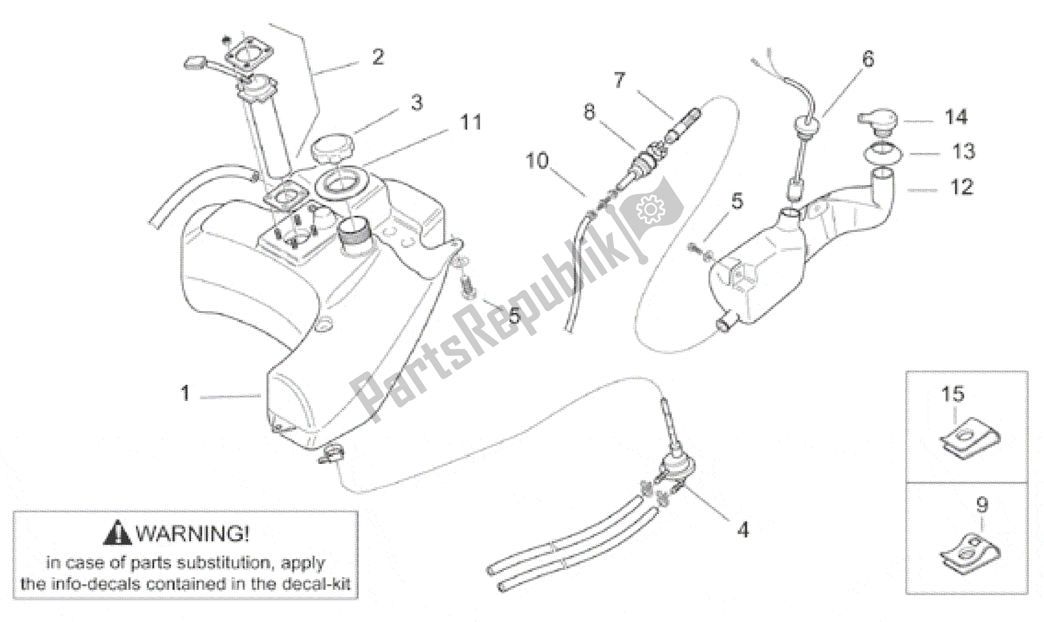 Toutes les pièces pour le Réservoir D'huile Et De Carburant du Aprilia SR WWW 50 1997 - 1999