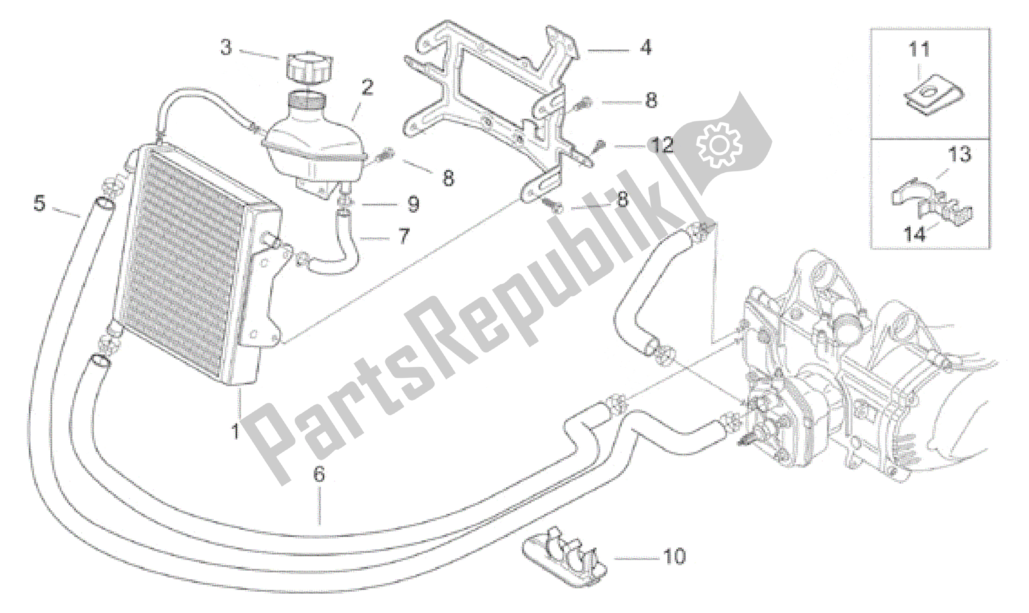 Toutes les pièces pour le Système De Refroidissement du Aprilia SR WWW 50 1997 - 1999