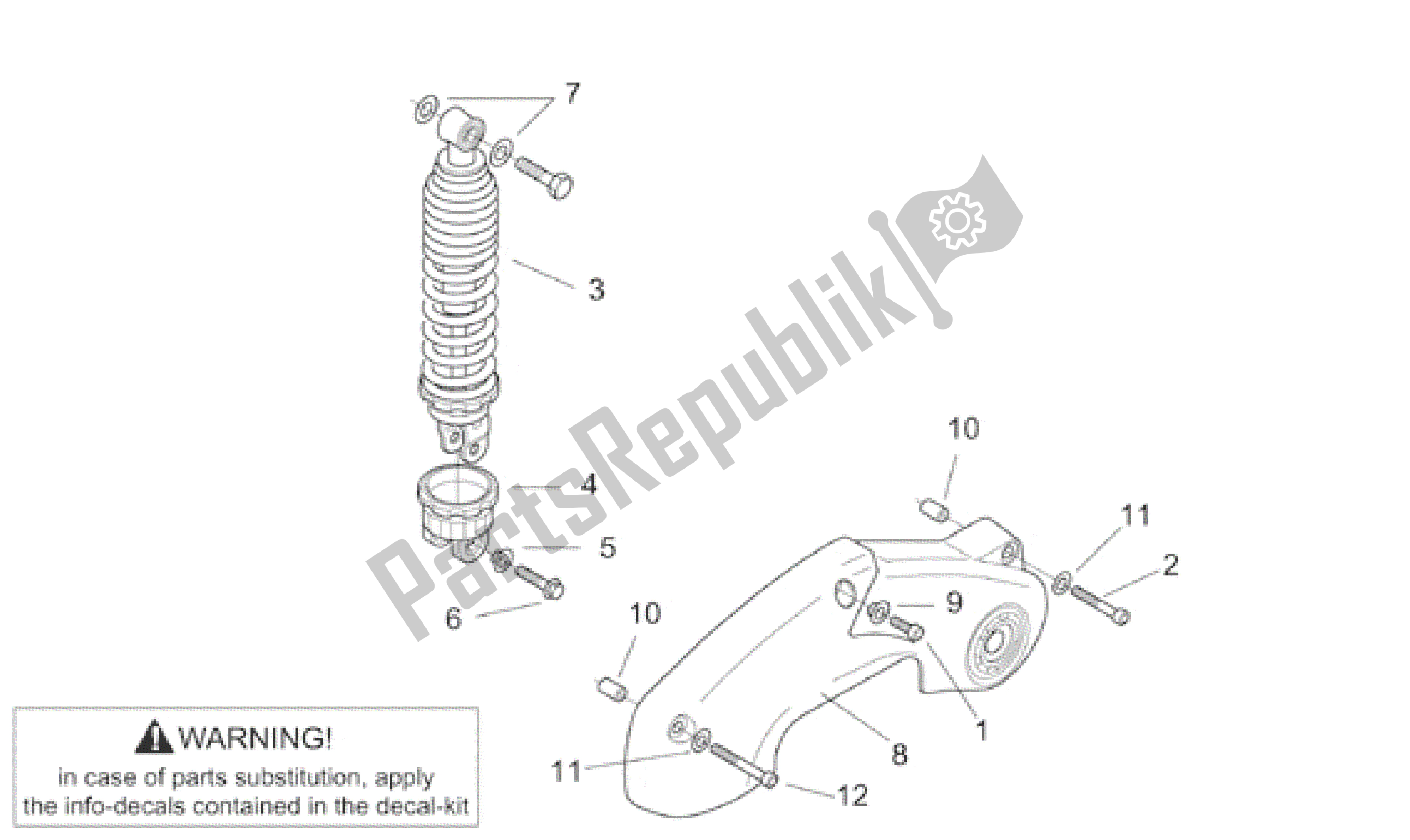 All parts for the Shock Absorber of the Aprilia SR WWW 50 1997 - 1999