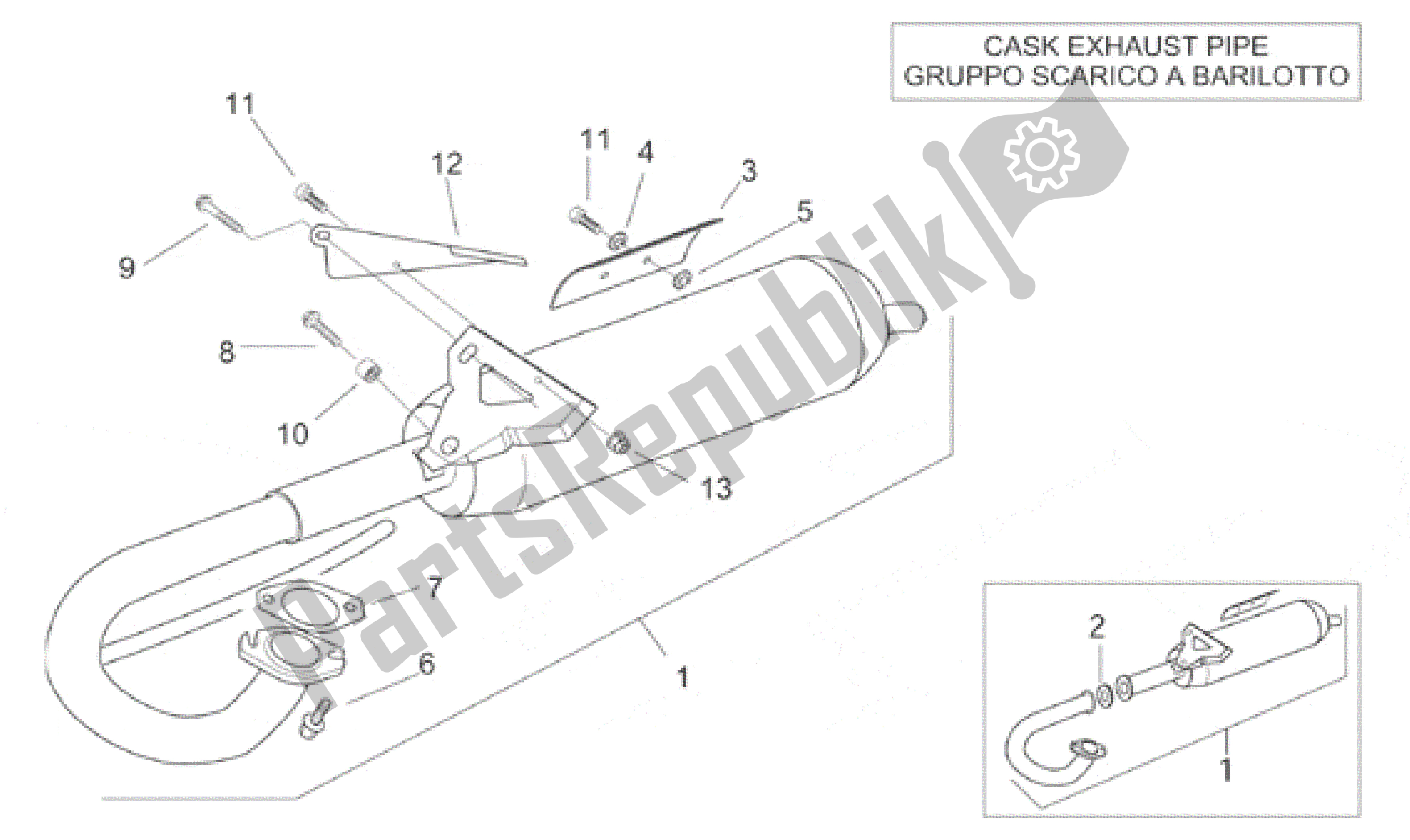 Wszystkie części do Pasek Uk? Adu Wydechowego Aprilia SR WWW 50 1997 - 1999