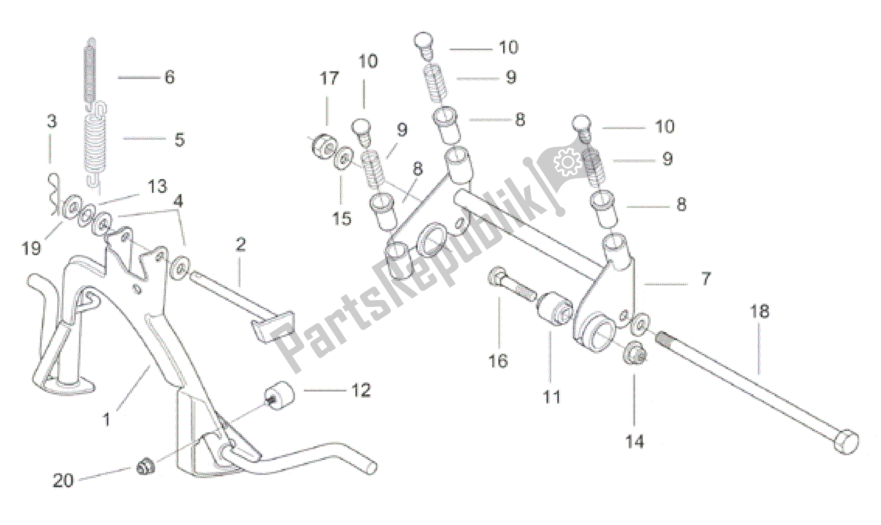 Todas las partes para Soporte Central - Biela de Aprilia SR WWW 50 1997 - 1999