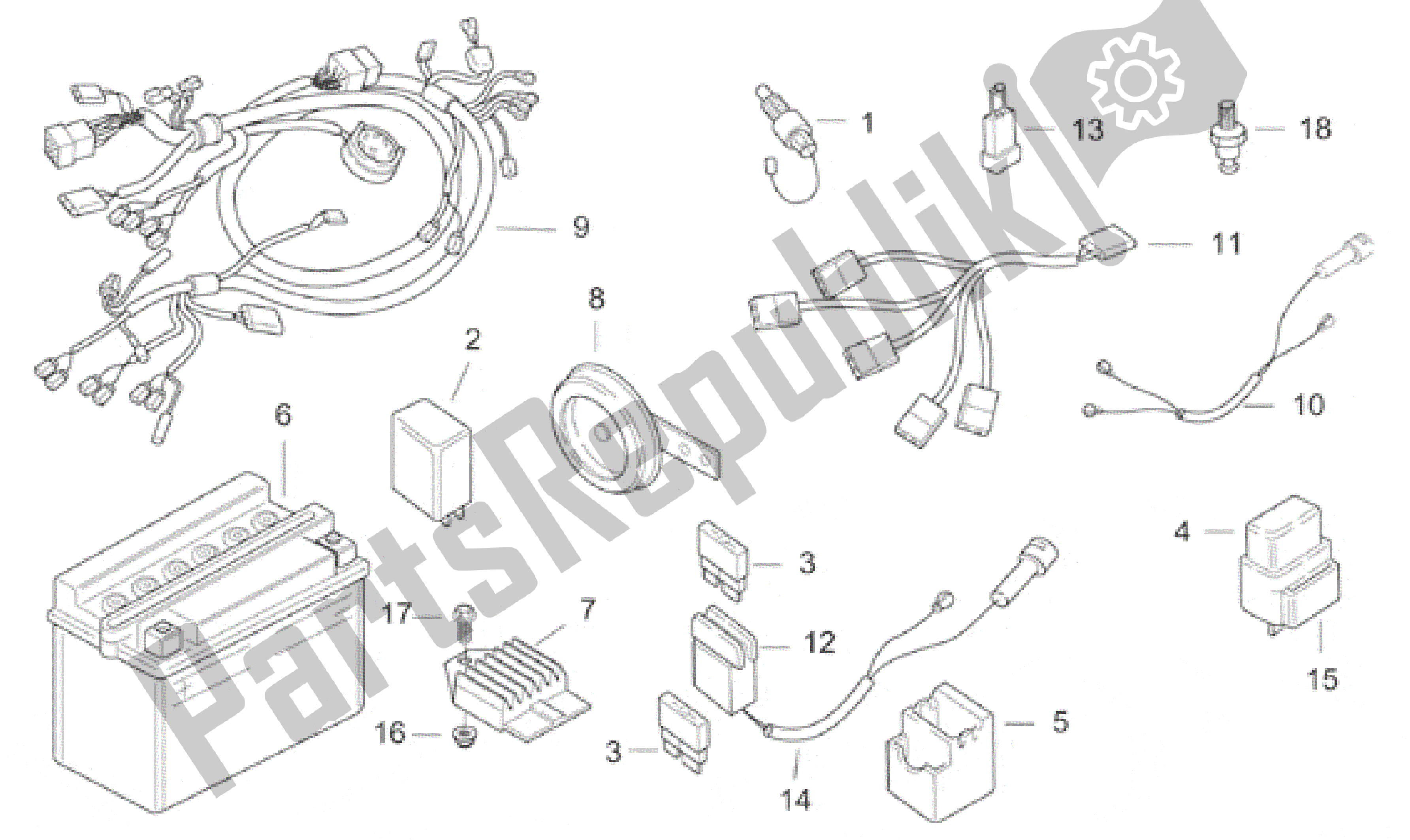 Tutte le parti per il Sistema Elettrico del Aprilia SR WWW 50 1997 - 1999