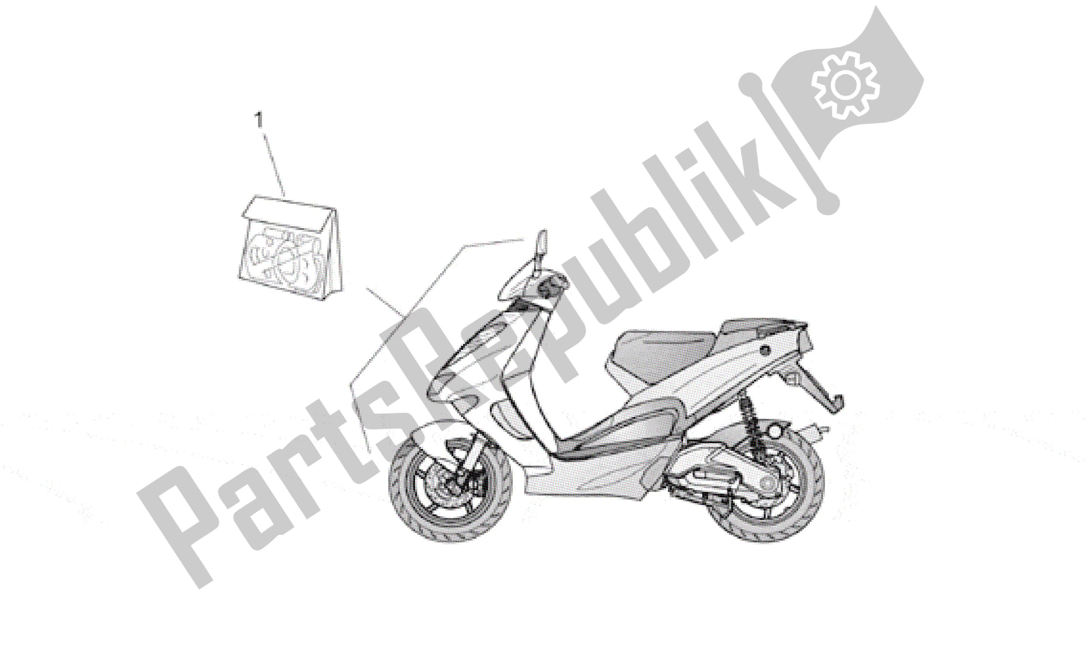 Alle Teile für das Frontkörper Aufkleber Set des Aprilia SR WWW 50 1997 - 1999