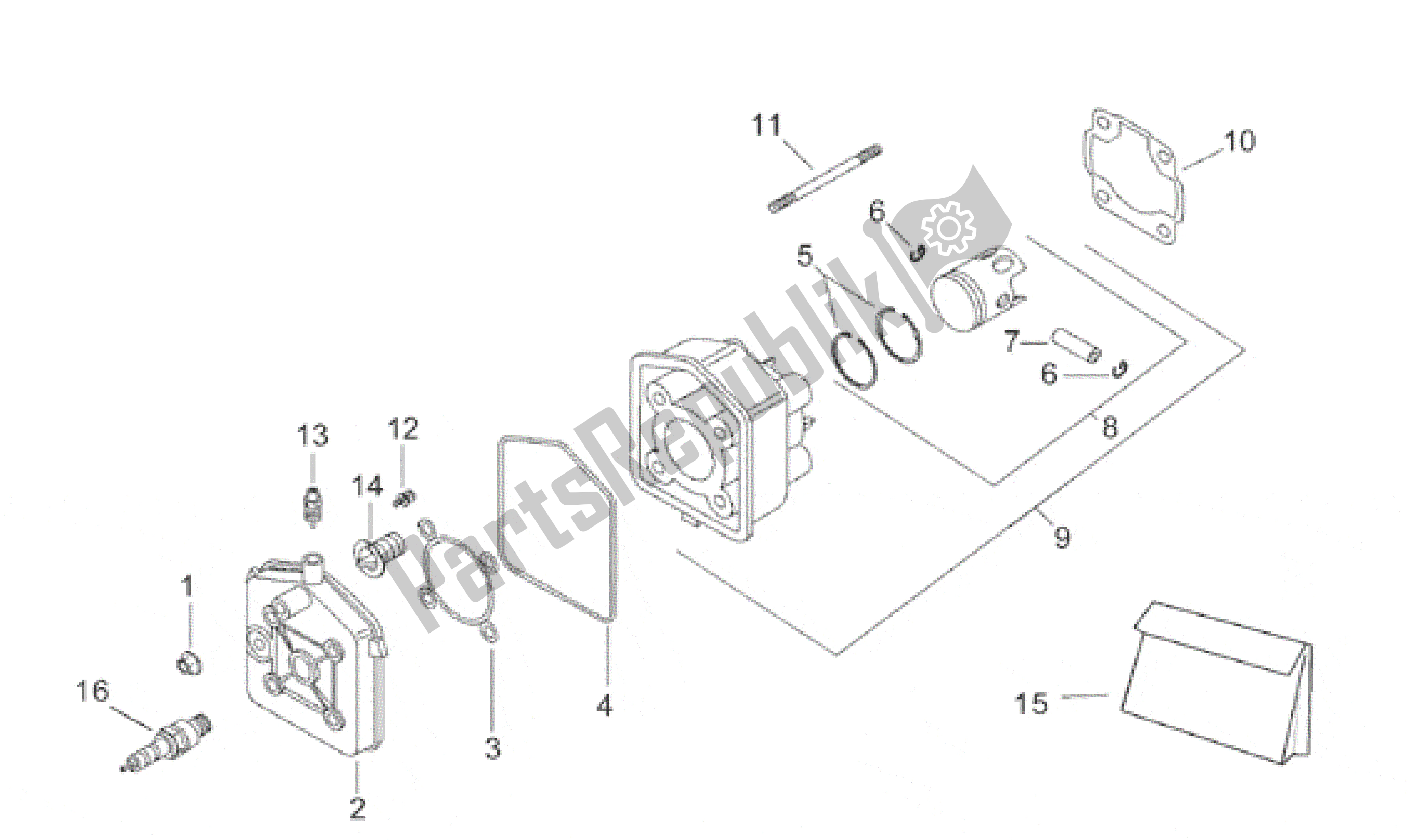 All parts for the Cylinder Head I of the Aprilia SR WWW 50 1997 - 1999