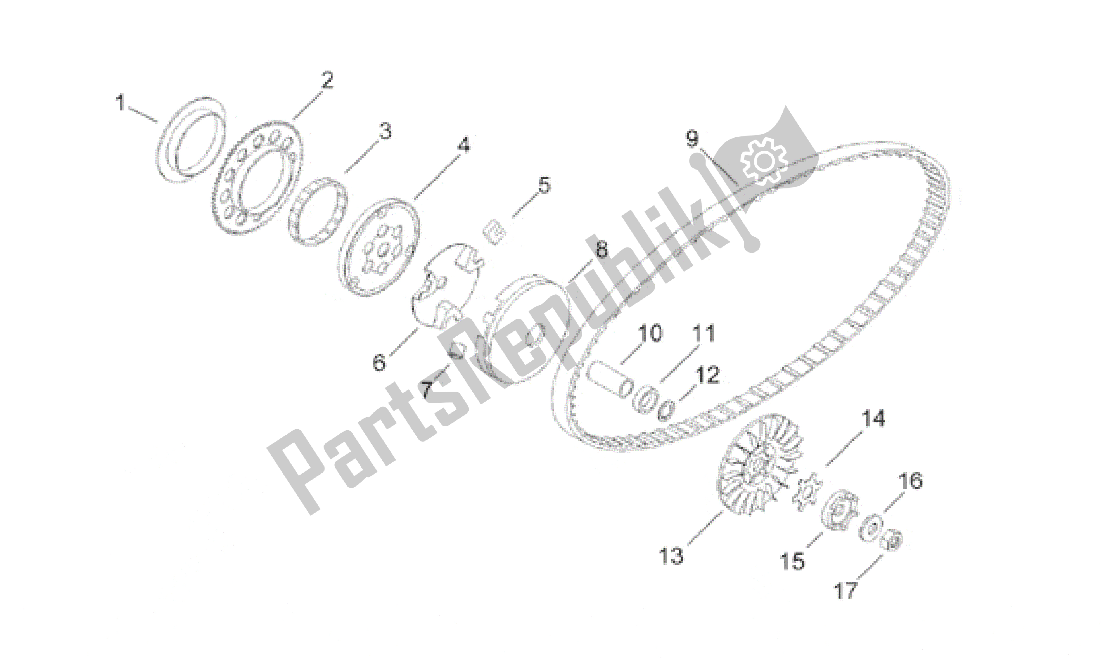 Alle onderdelen voor de Variator van de Aprilia SR WWW 50 1997 - 1999