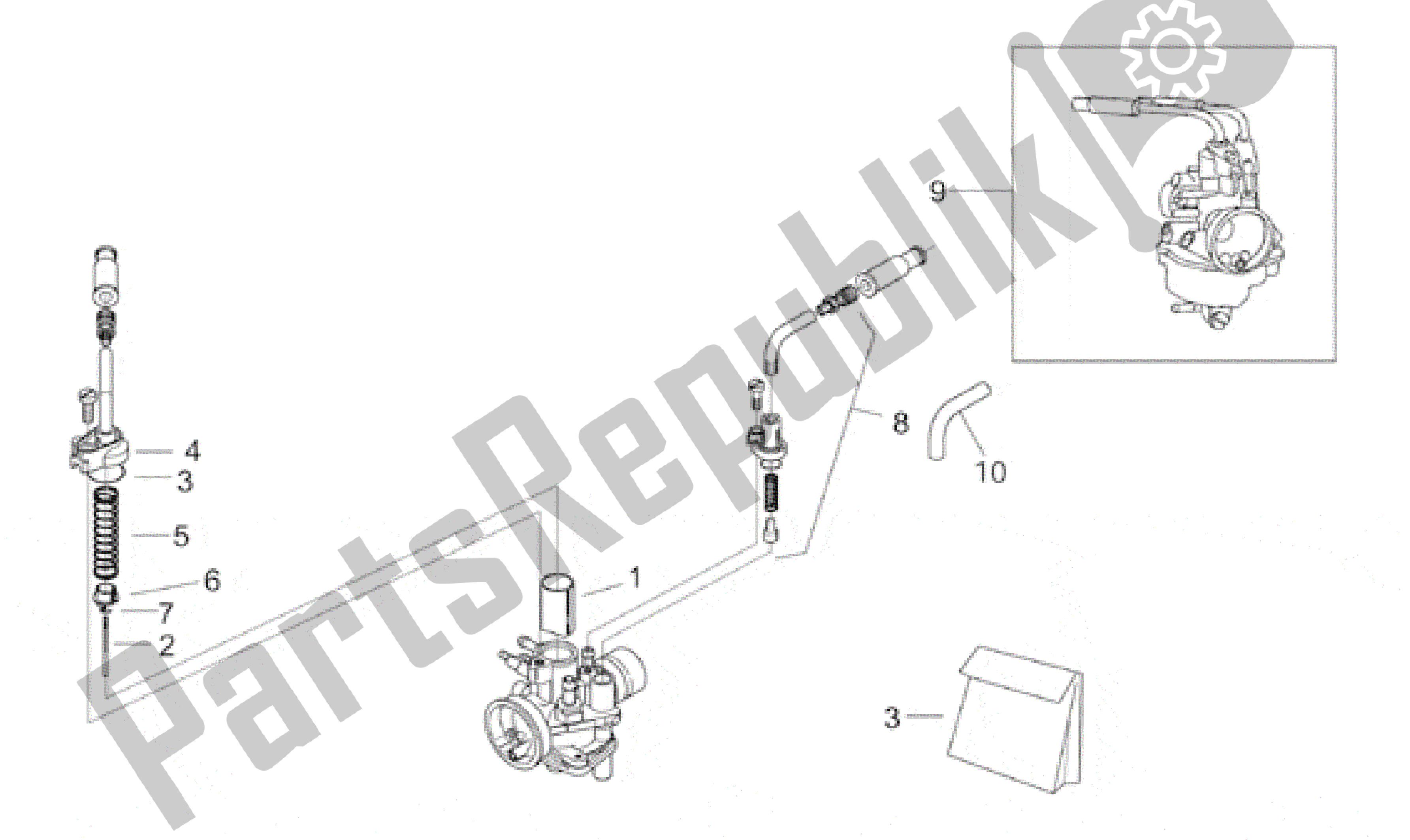 Tutte le parti per il Carburatore I del Aprilia SR WWW 50 1997 - 1999