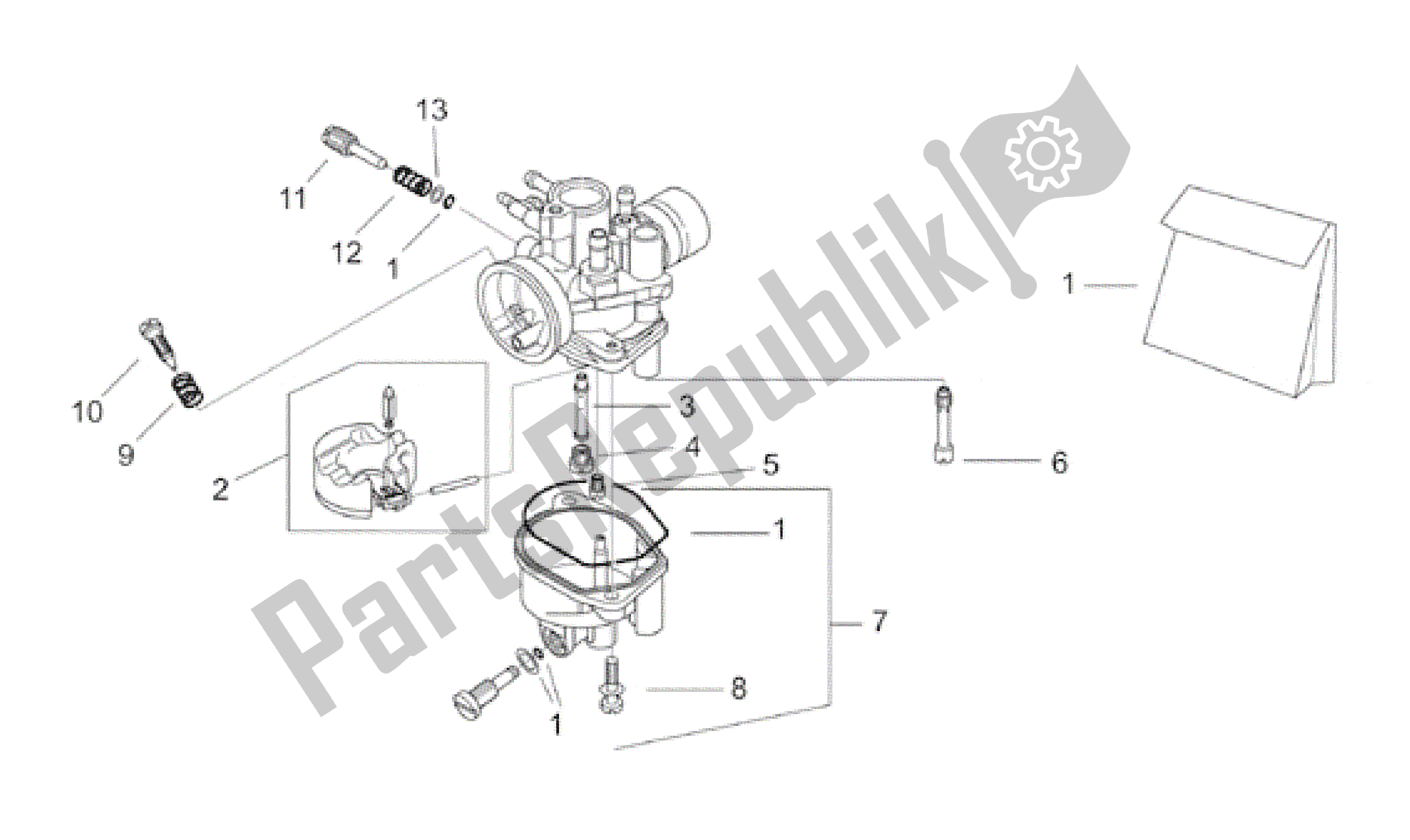 Alle onderdelen voor de Carburateur Ii van de Aprilia SR WWW 50 1997 - 1999