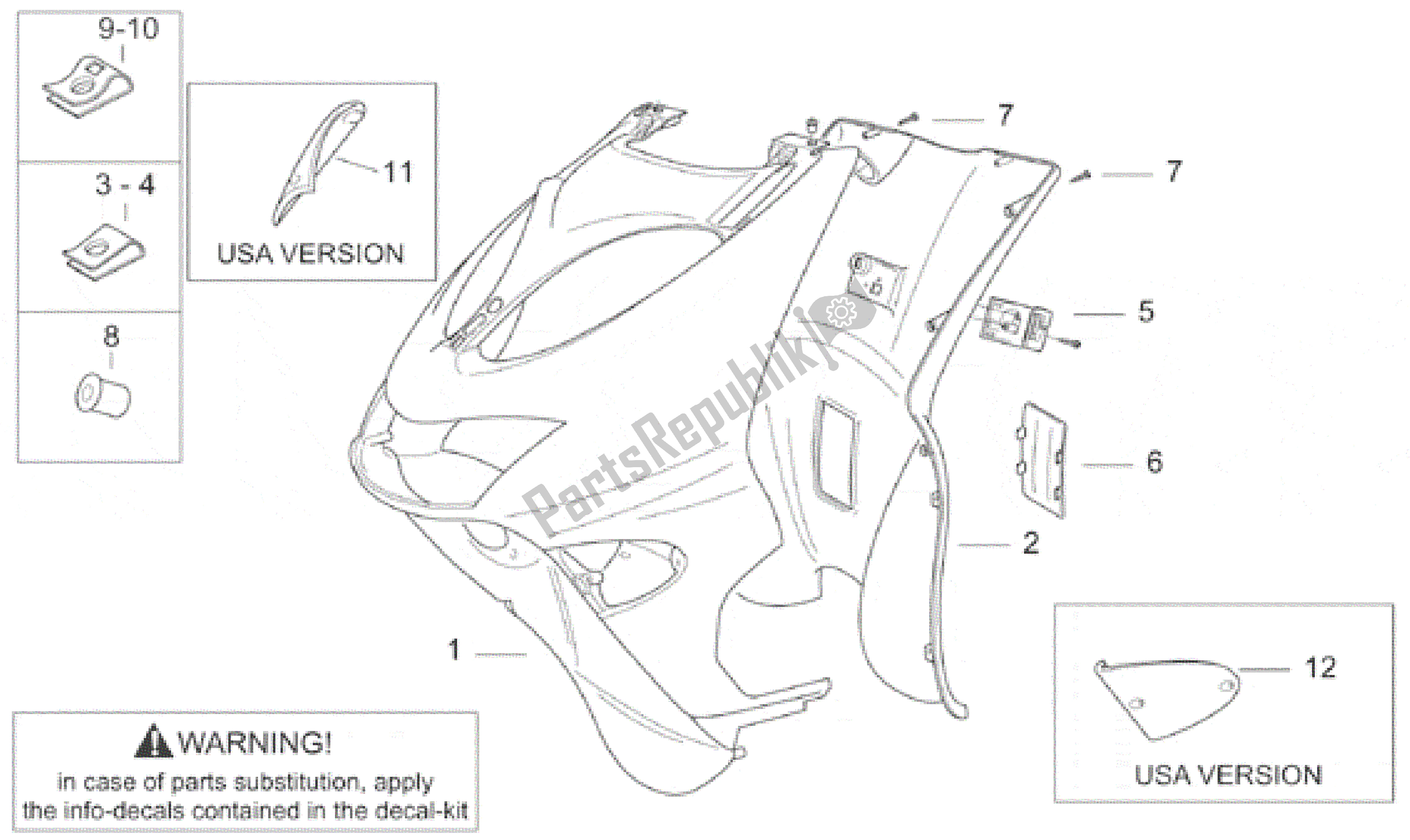 All parts for the Front Body Iii of the Aprilia SR WWW 50 1997 - 1999