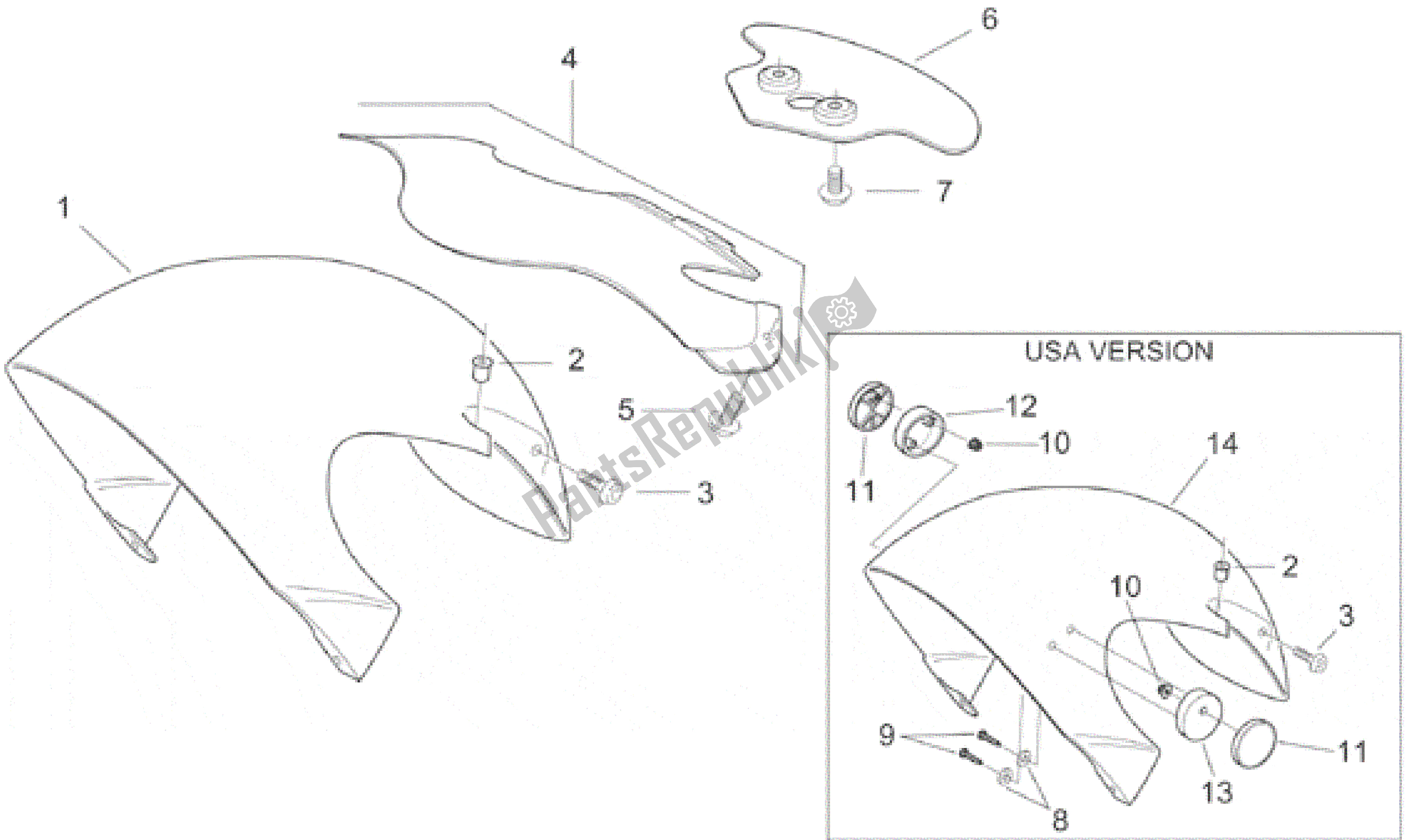 Todas as partes de Corpo Frontal V do Aprilia SR WWW 50 1997 - 1999