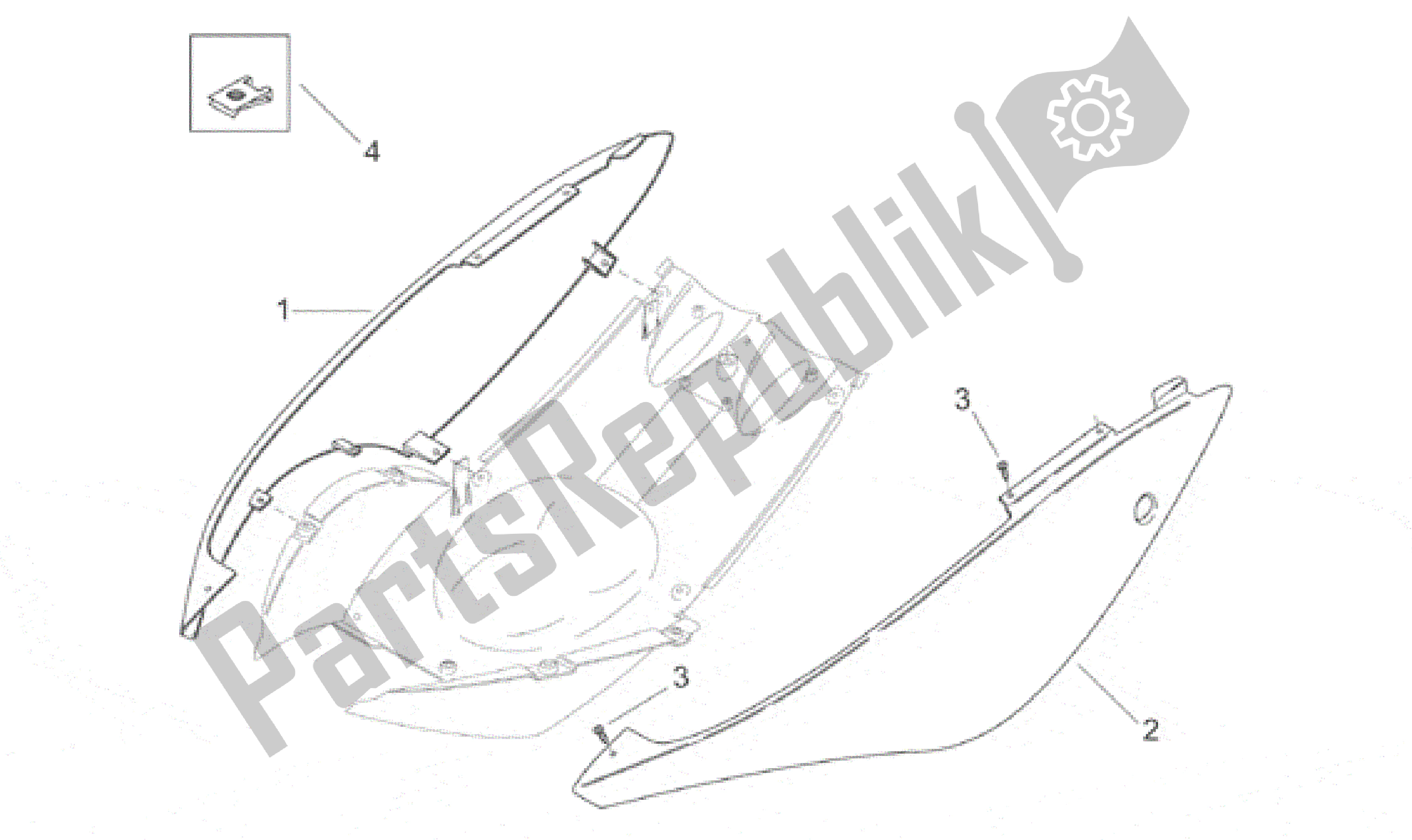 All parts for the Rear Body I of the Aprilia Area 51 50 1998 - 2000