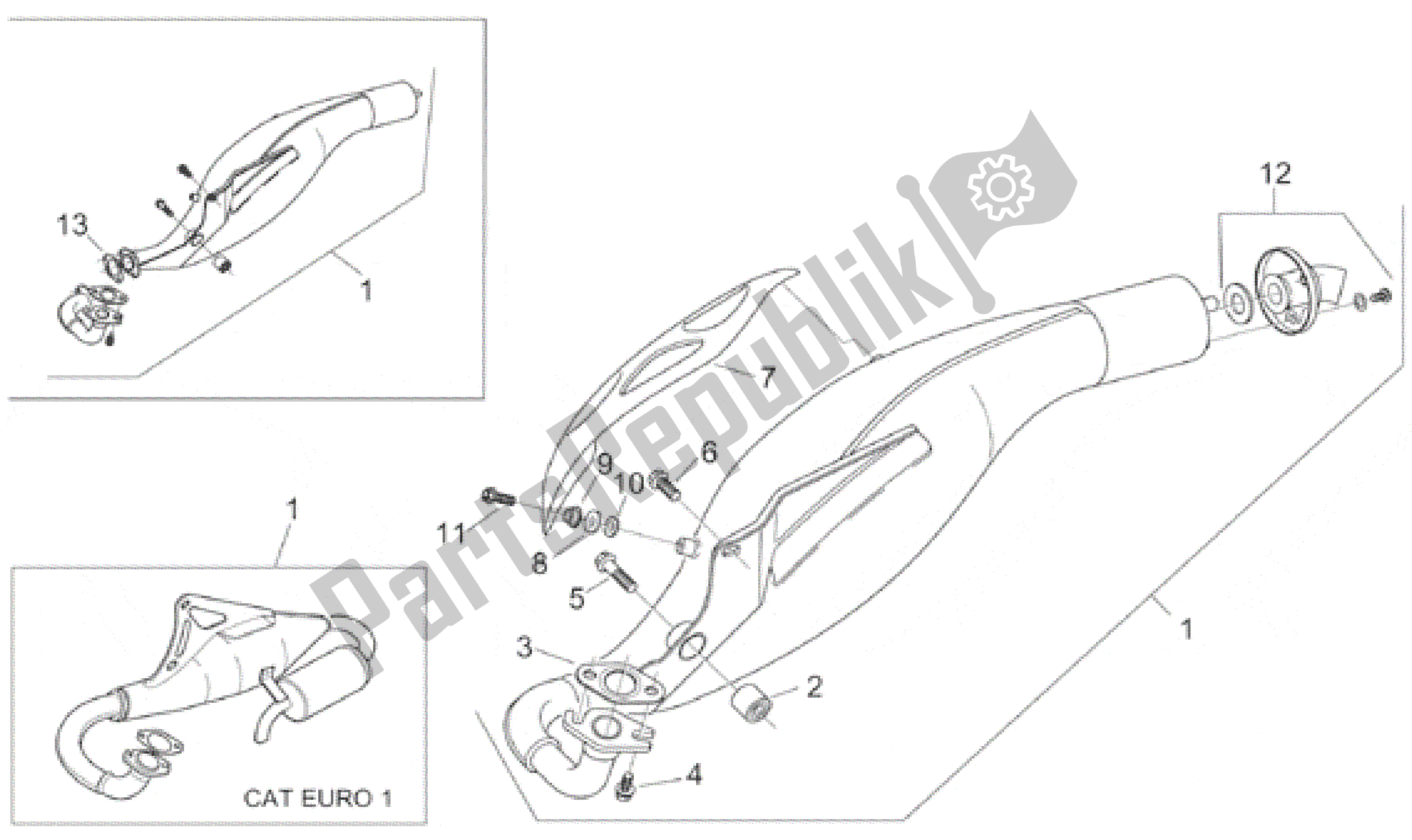 All parts for the Exhaust Pipe of the Aprilia Area 51 50 1998 - 2000