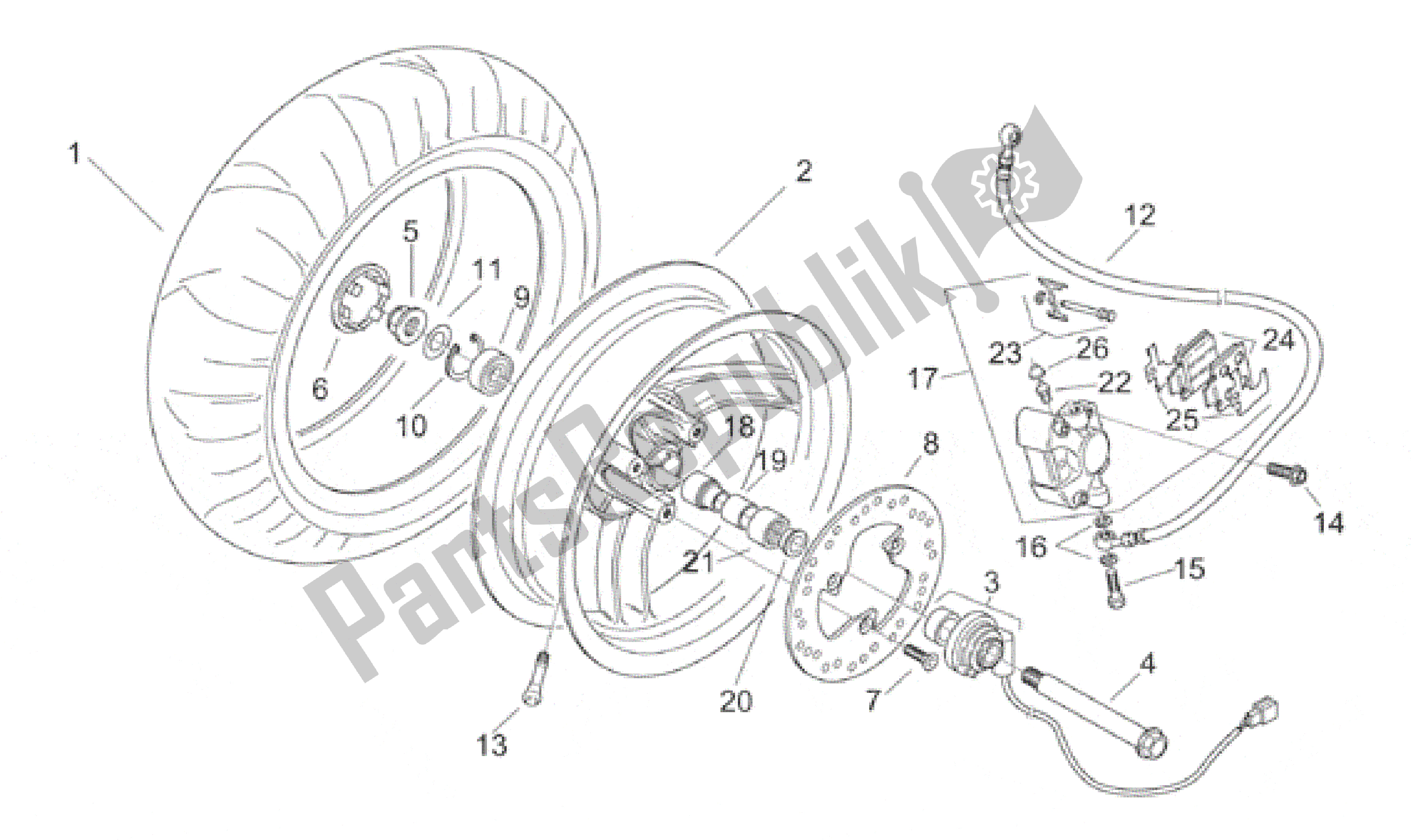 Wszystkie części do Przednie Ko? O Aprilia Area 51 50 1998 - 2000