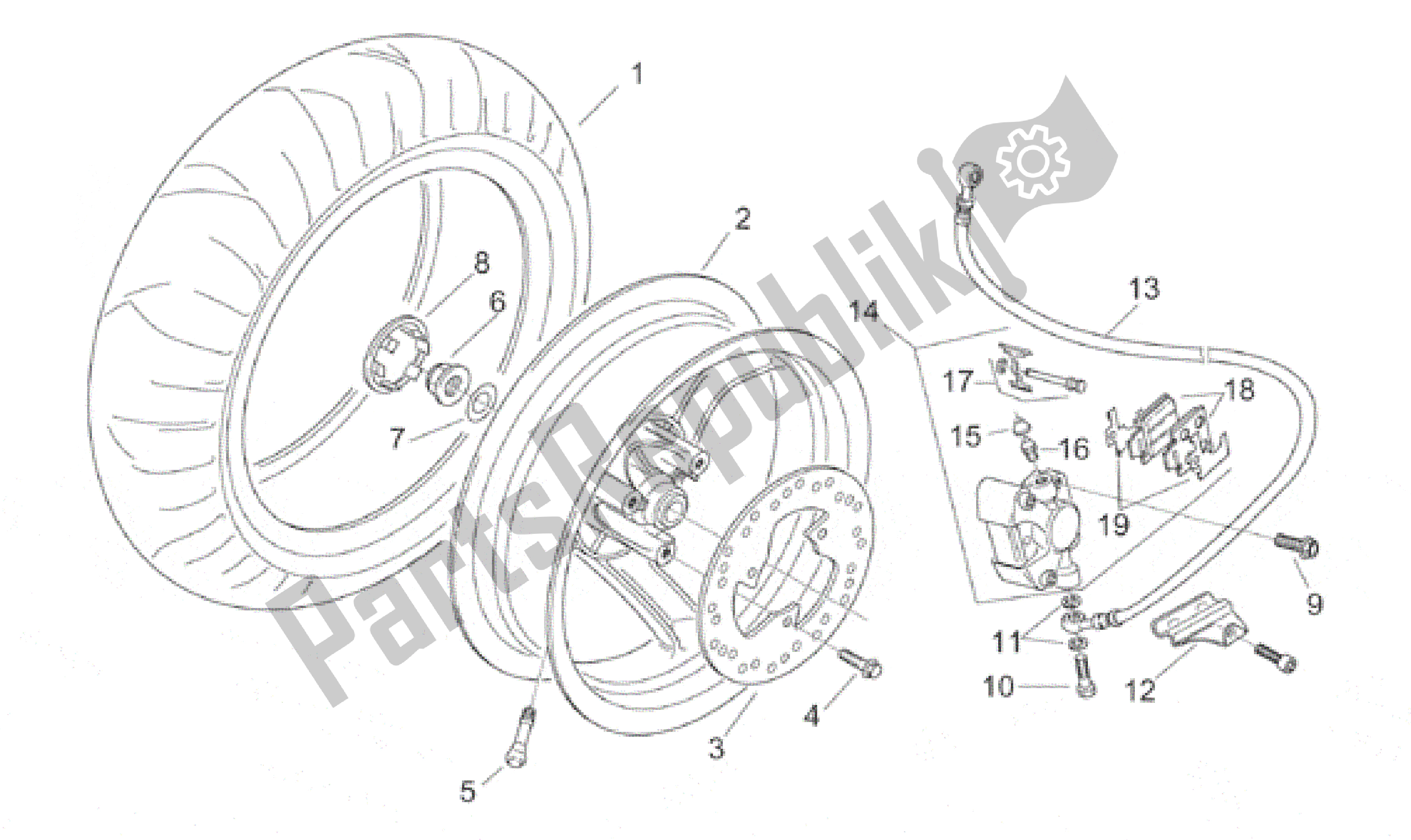 Wszystkie części do Tylne Ko? O Aprilia Area 51 50 1998 - 2000