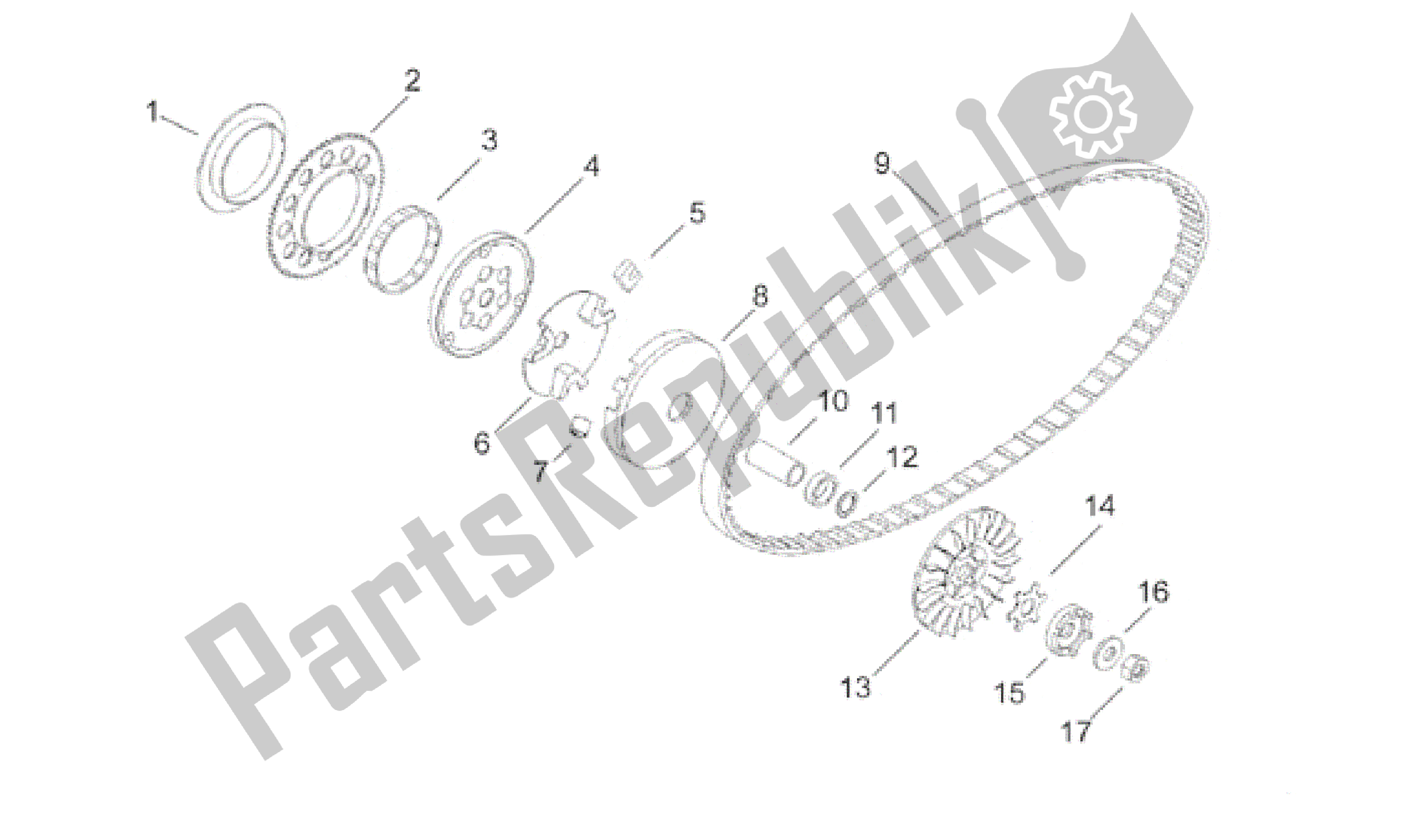 All parts for the Variator of the Aprilia Area 51 50 1998 - 2000