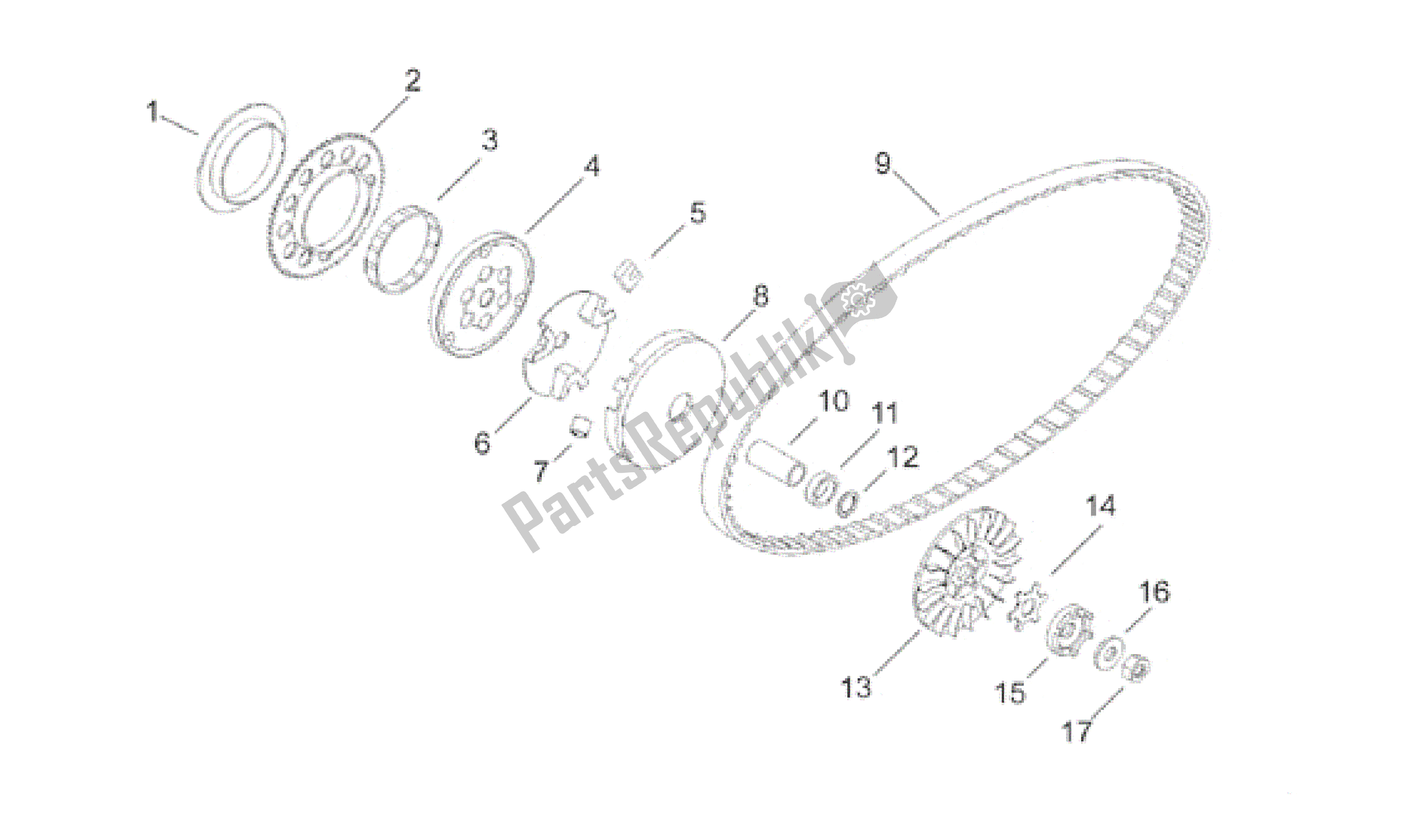 Alle onderdelen voor de Variator van de Aprilia Area 51 50 1998 - 2000