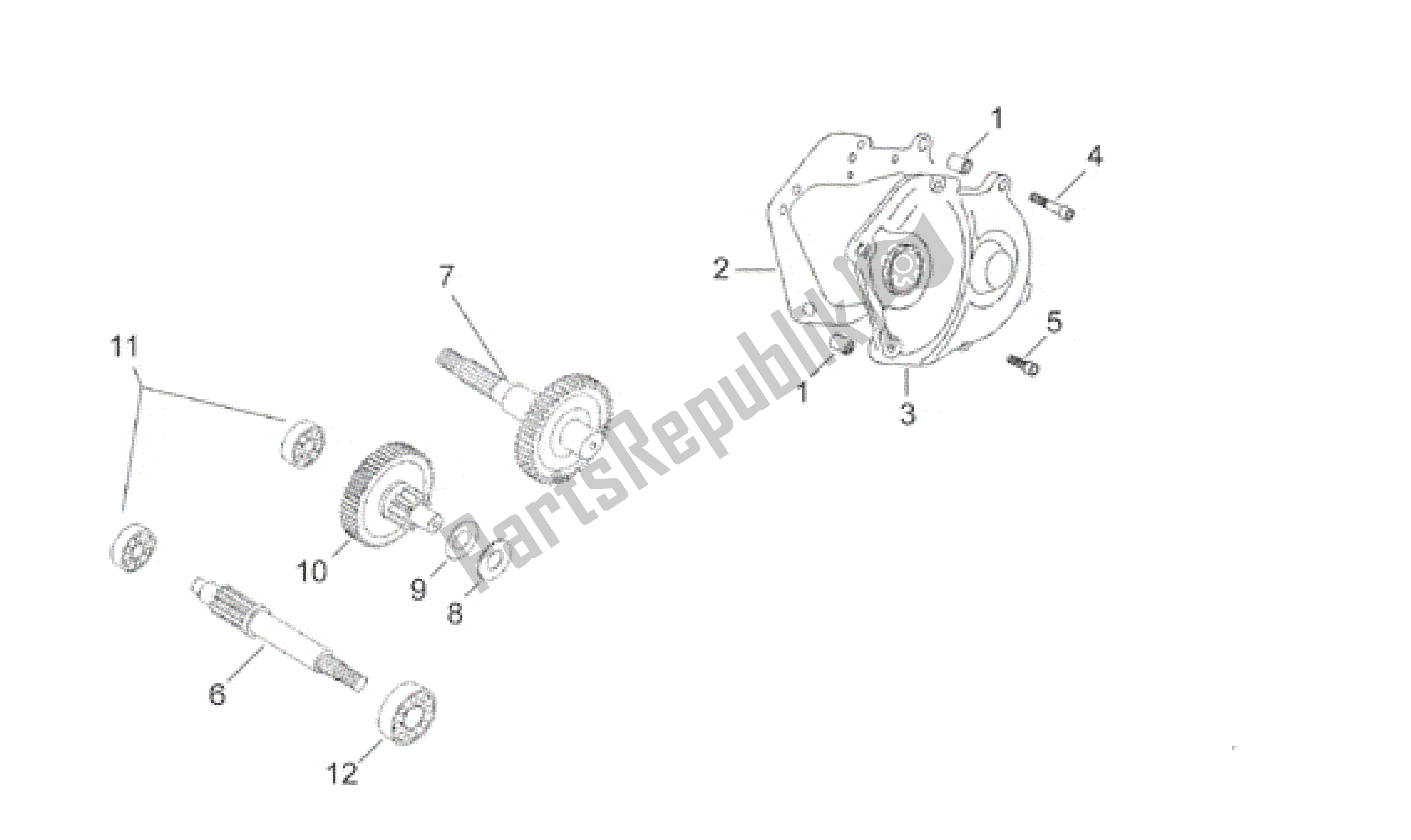 All parts for the Transmission Final Drive of the Aprilia Area 51 50 1998 - 2000