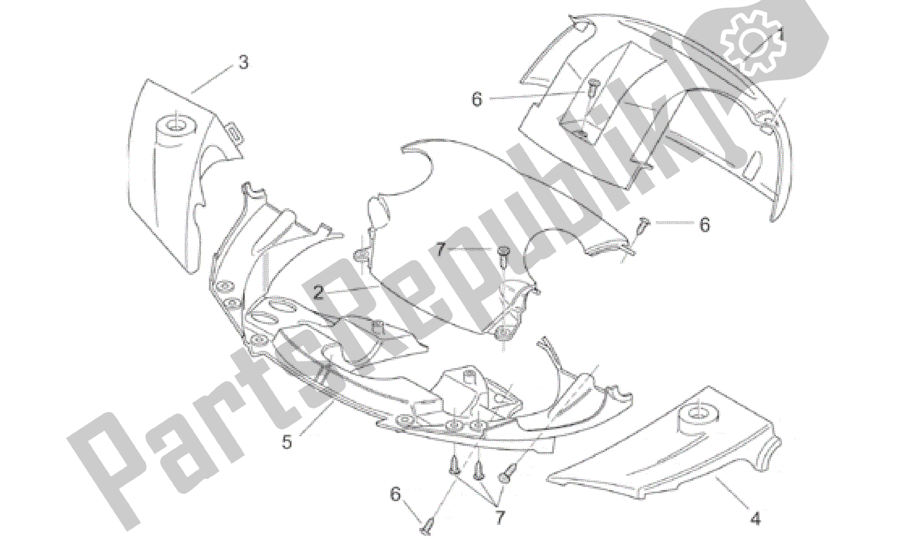 All parts for the Front Body I of the Aprilia Area 51 50 1998 - 2000