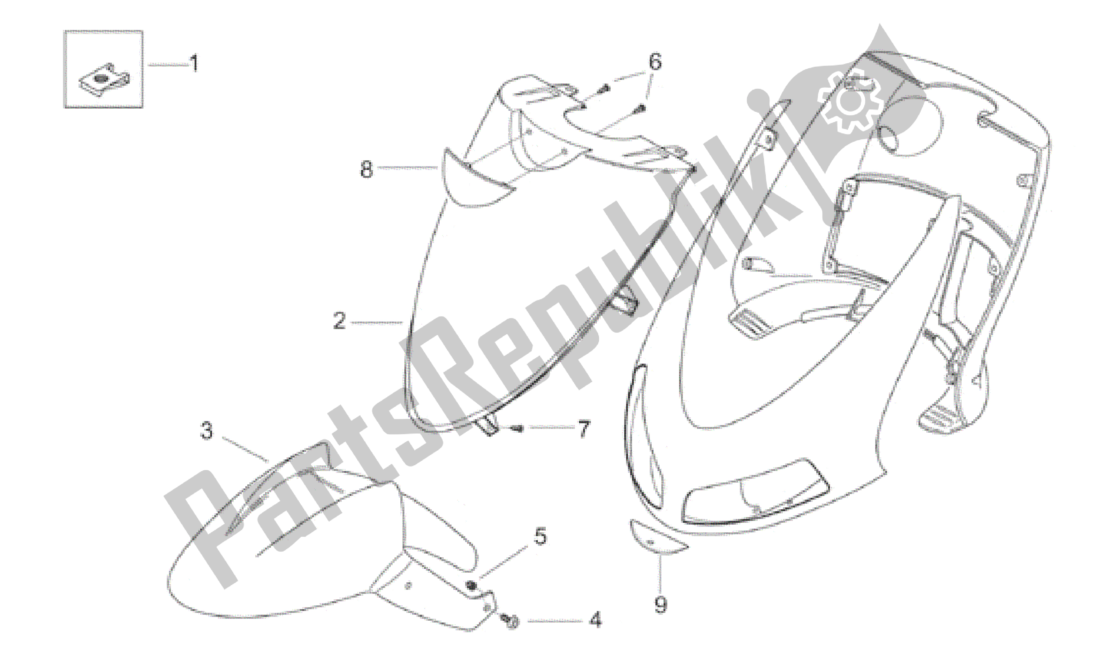 Tutte le parti per il Corpo Anteriore Ii del Aprilia Area 51 50 1998 - 2000