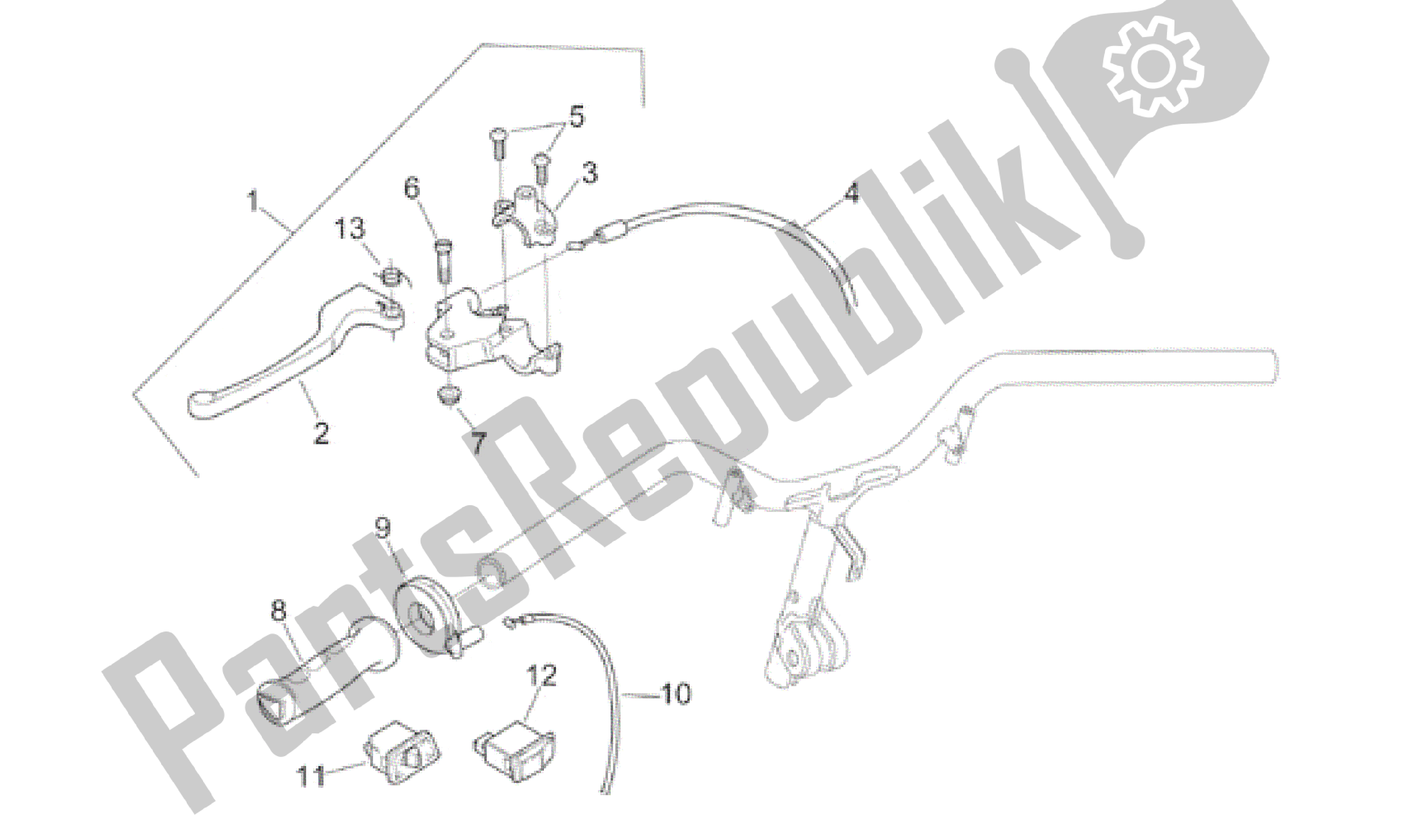 All parts for the Lh Controls of the Aprilia Sonic 50 1998 - 2001