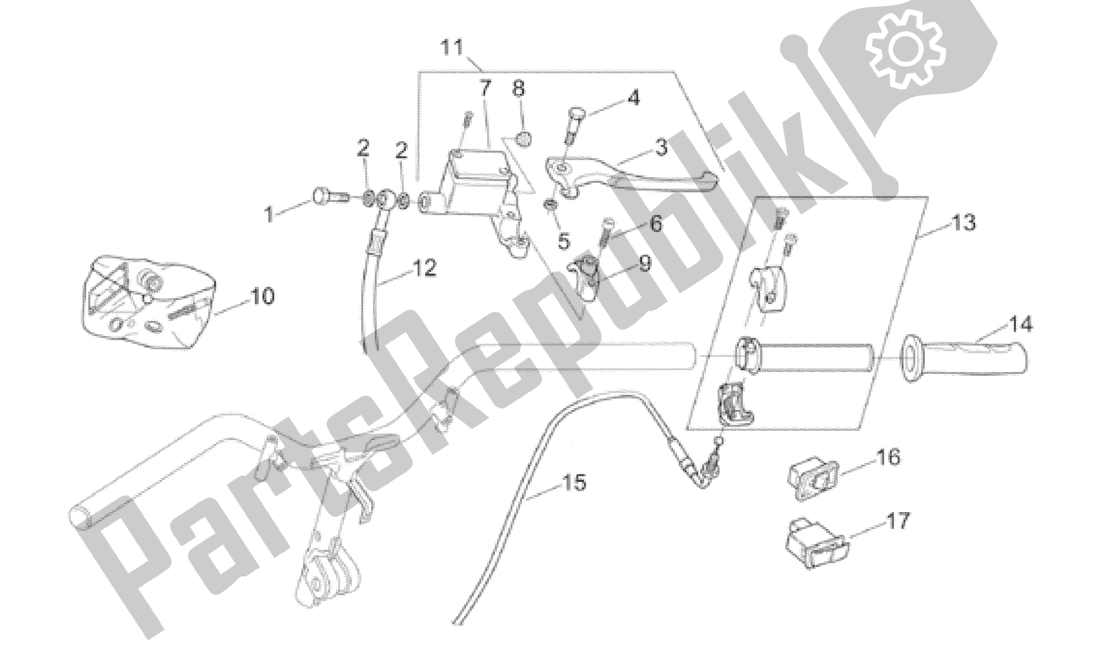 All parts for the Rh Controls of the Aprilia Sonic 50 1998 - 2001