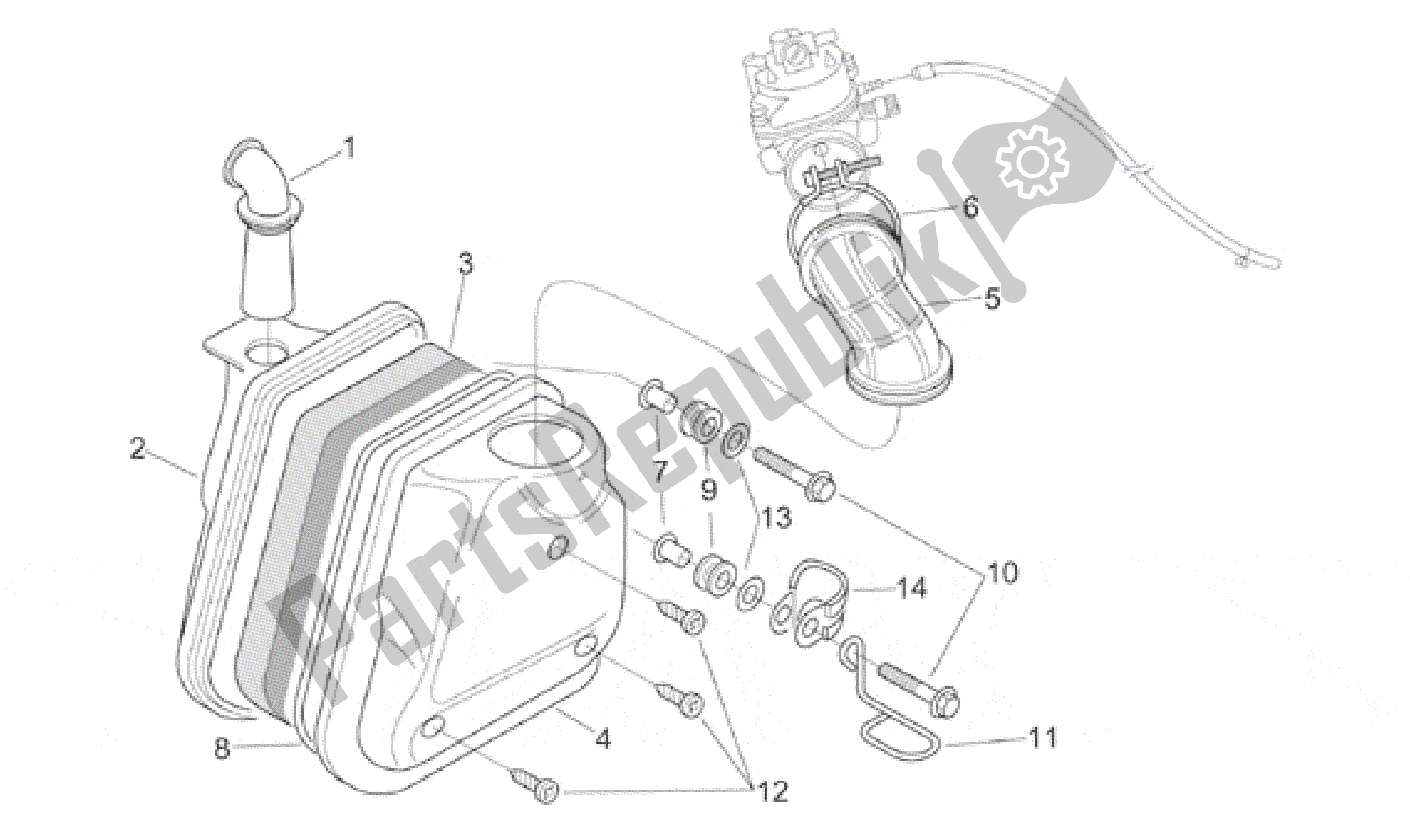 All parts for the Air Box of the Aprilia Sonic 50 1998 - 2001