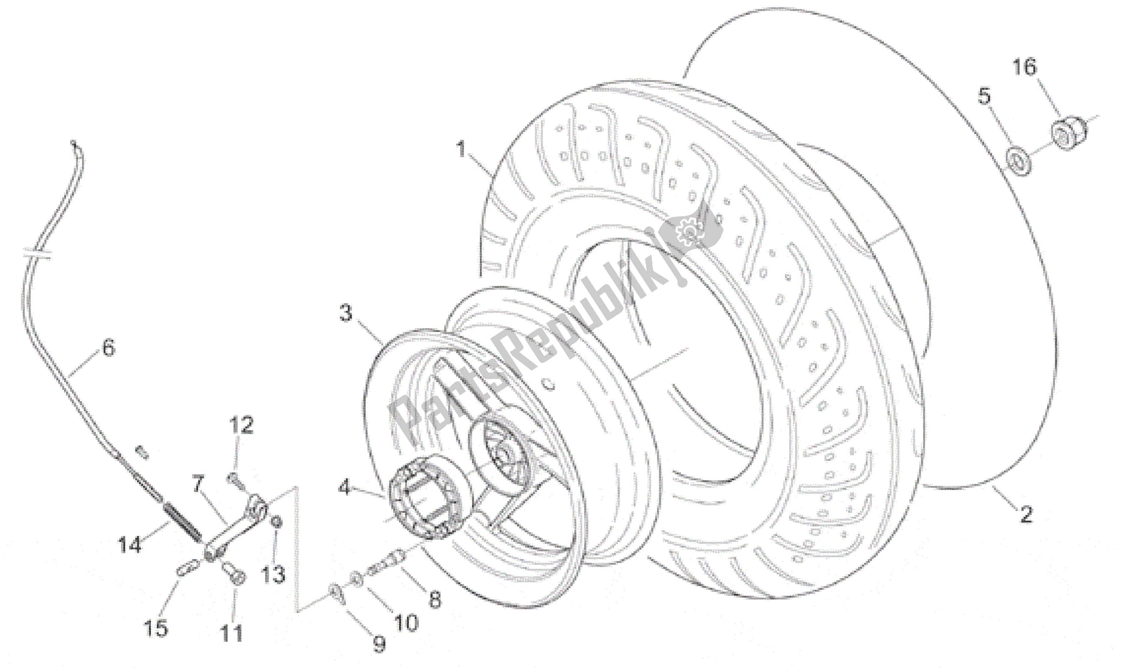 Alle Teile für das Hinterrad des Aprilia Sonic 50 1998 - 2001