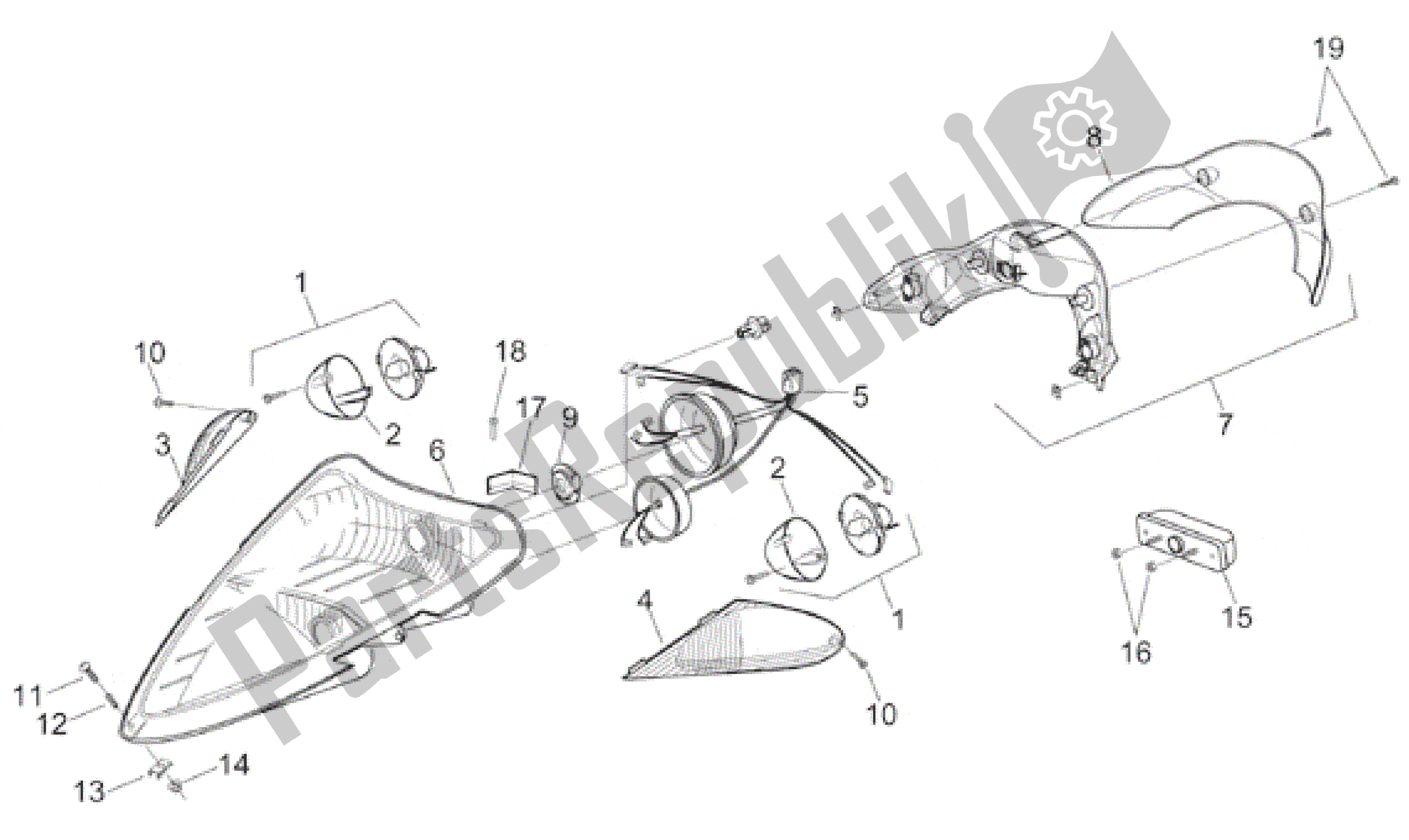 Tutte le parti per il Luci del Aprilia Sonic 50 1998 - 2001