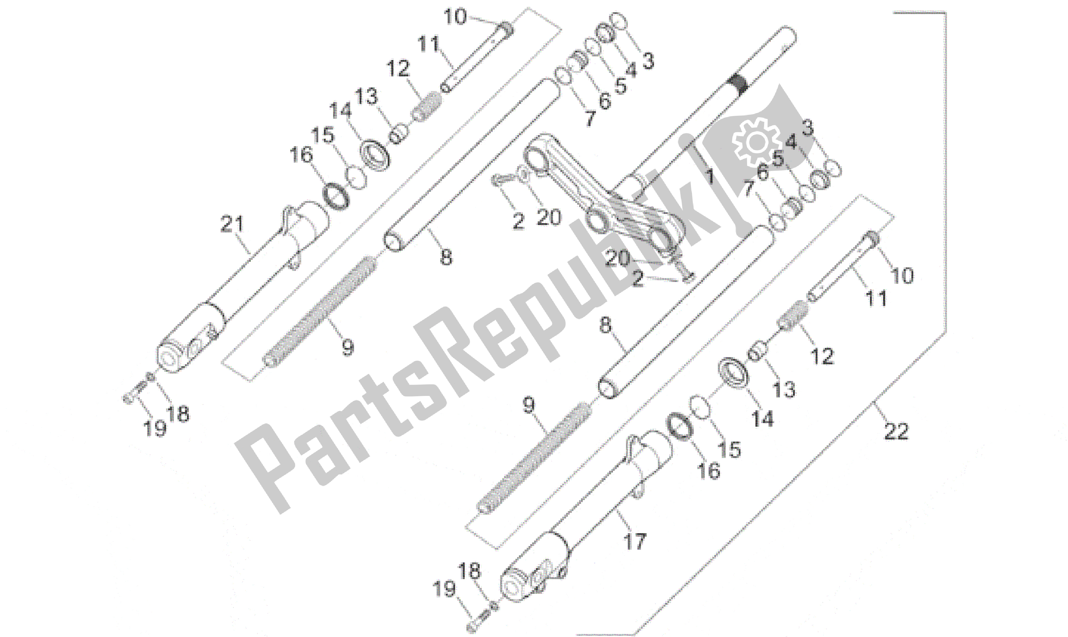 Tutte le parti per il Forcella Anteriore del Aprilia Sonic 50 1998 - 2001