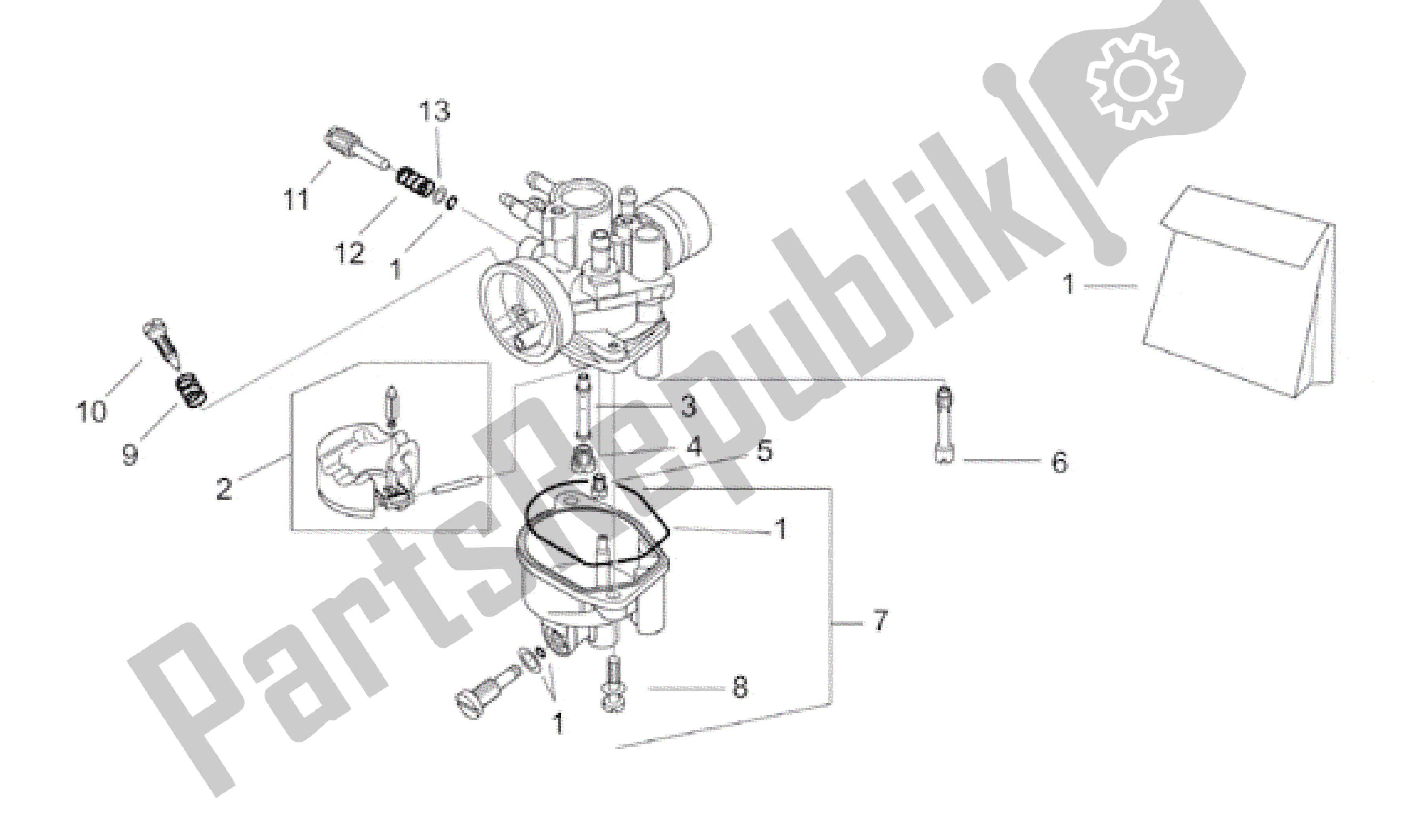 Alle onderdelen voor de Carburateur Ii van de Aprilia Sonic 50 1998 - 2001