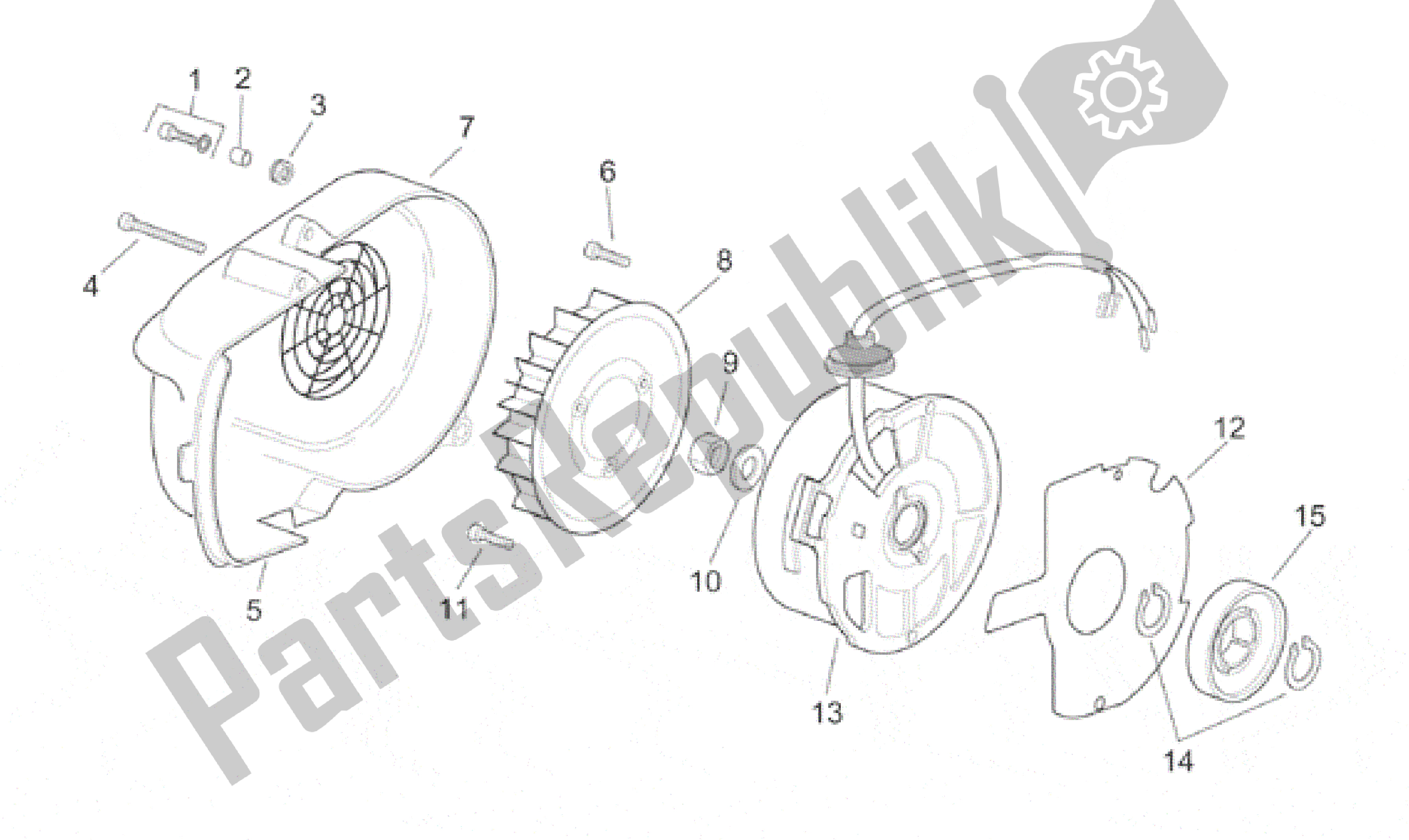 All parts for the Flywheel of the Aprilia Sonic 50 1998 - 2001