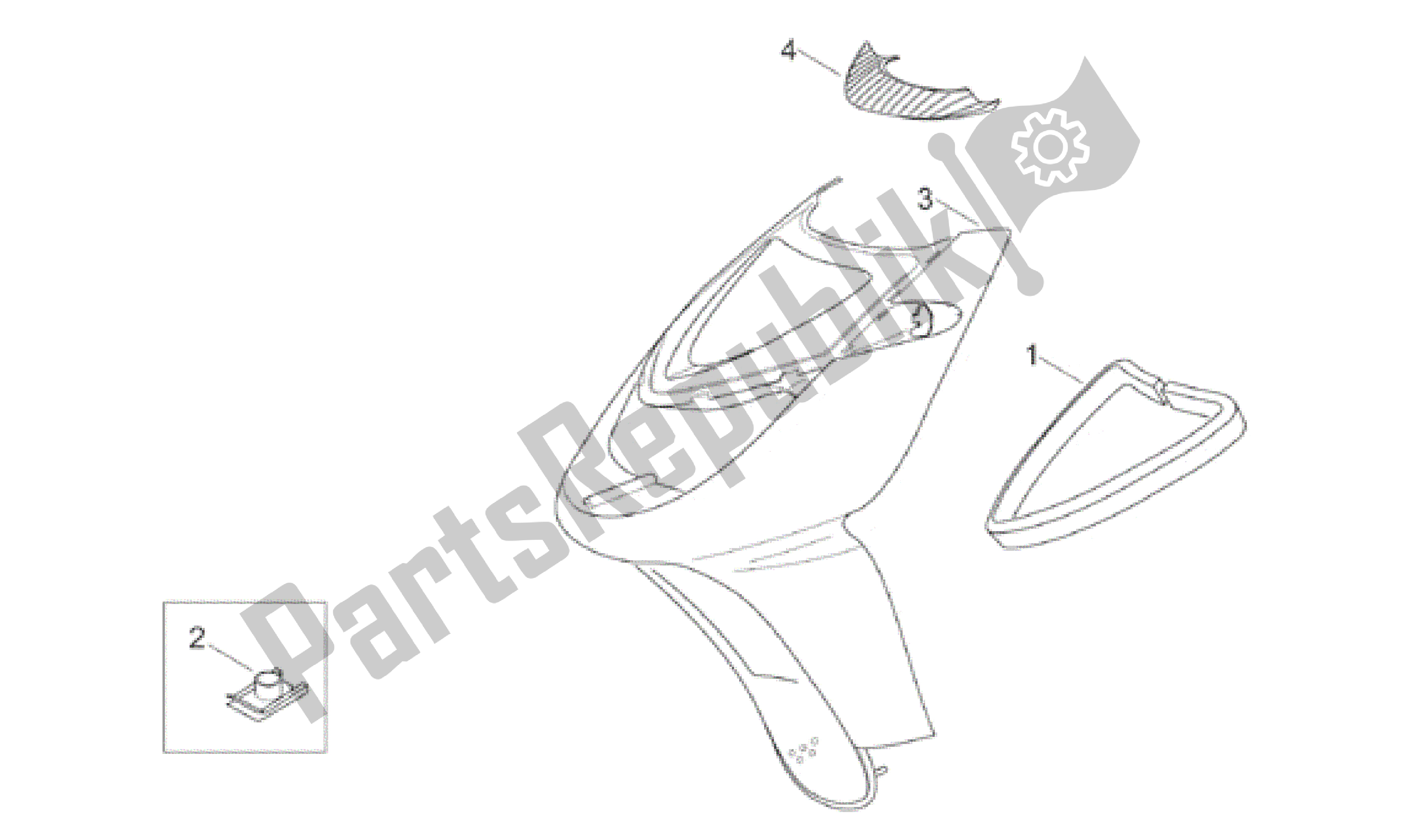 All parts for the Front Body Iv - Front Fairing of the Aprilia Sonic 50 1998 - 2001