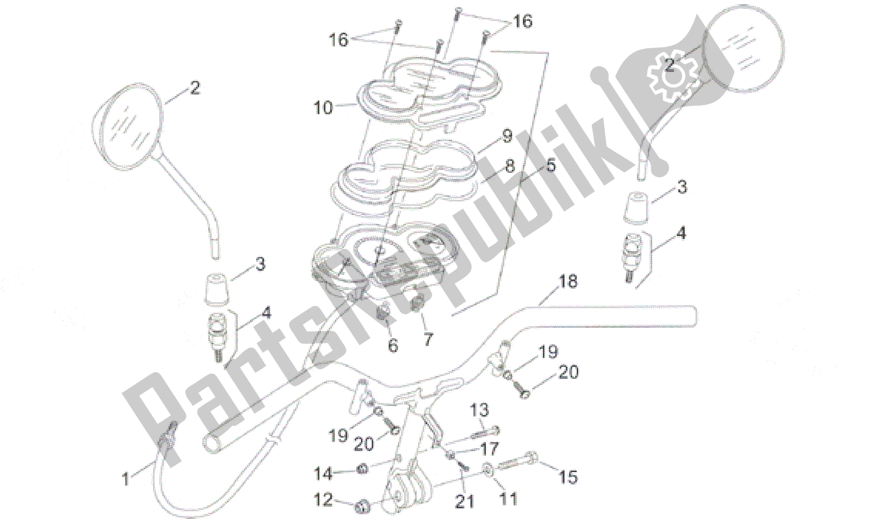 All parts for the Handlebar - Dashboard of the Aprilia Sonic 50 1998 - 2001