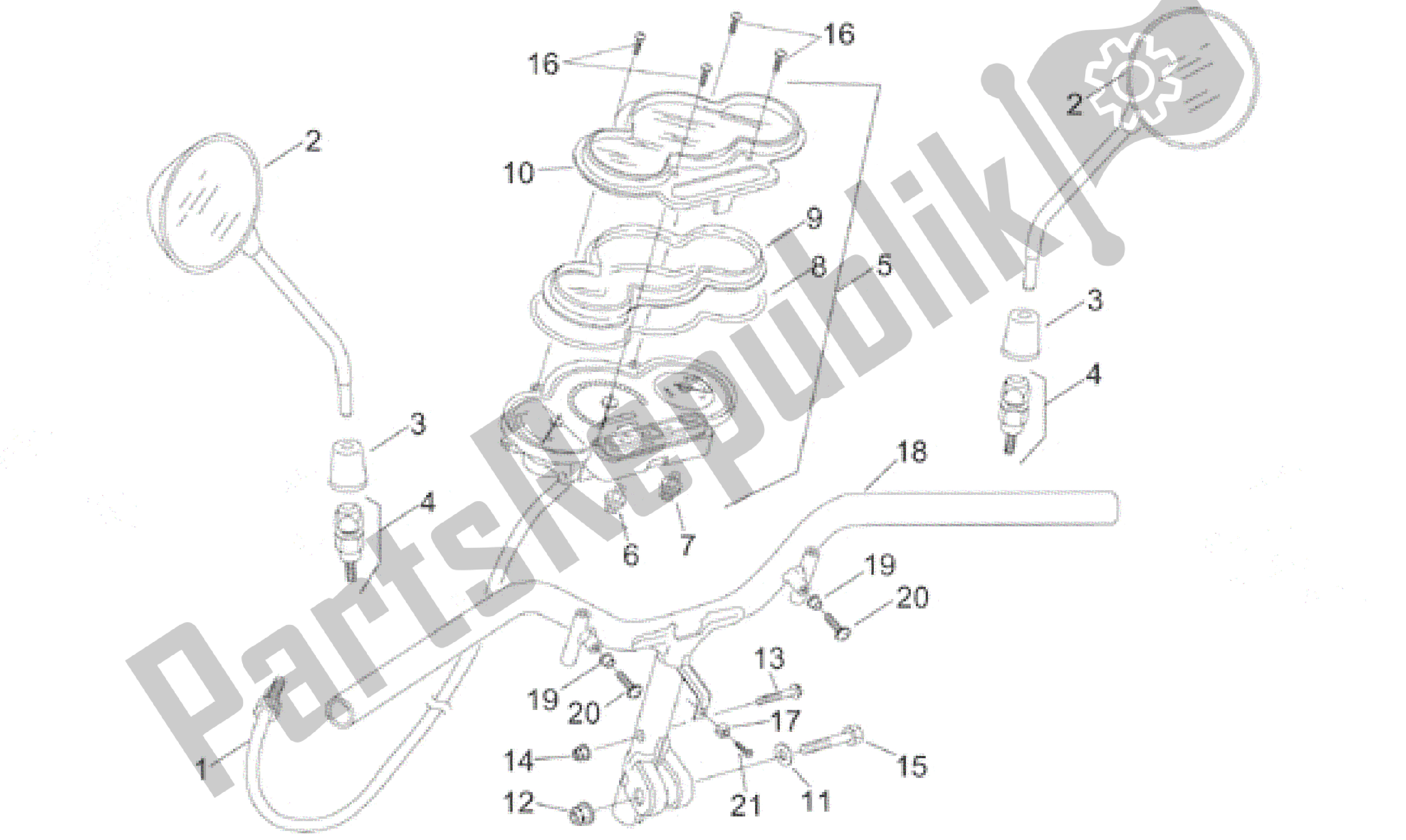 Alle onderdelen voor de Stuur - Dashboard van de Aprilia Sonic 50 1998 - 2001