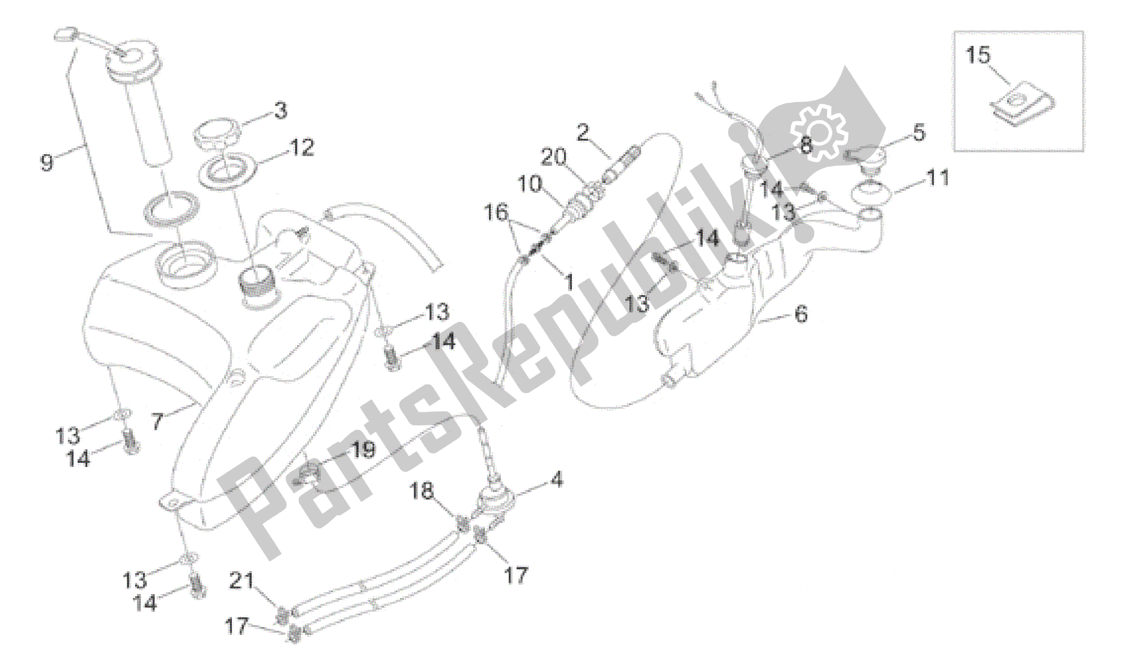 Todas as partes de óleo E Tanque De Combustível do Aprilia Sonic 50 1998 - 2001
