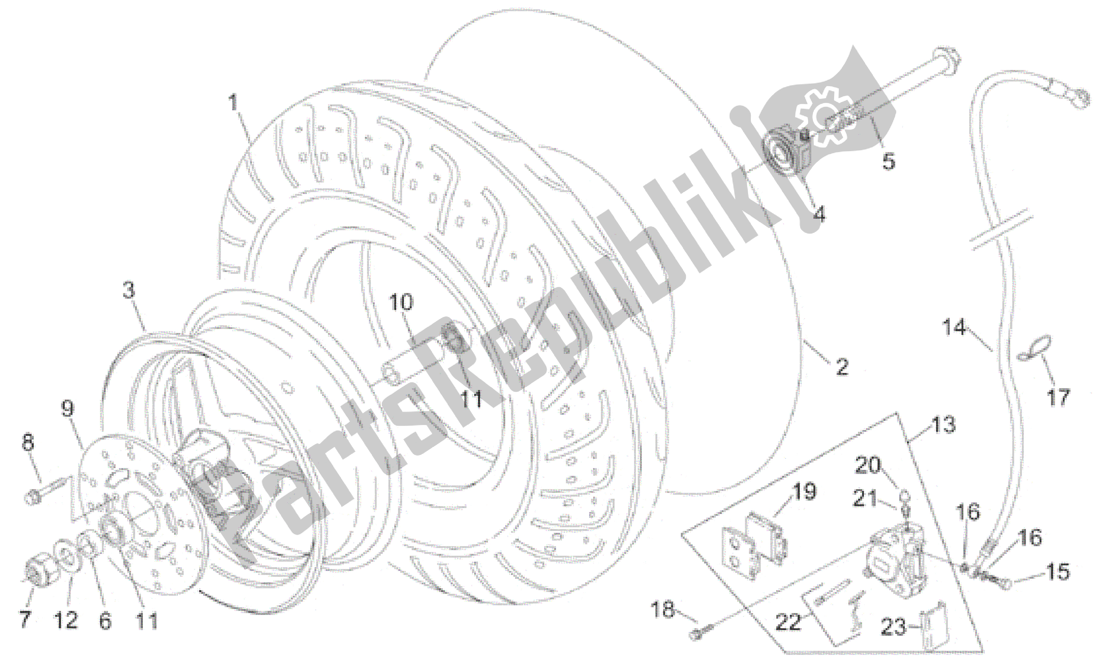 Todas las partes para Rueda Delantera de Aprilia Sonic 50 1998 - 2001