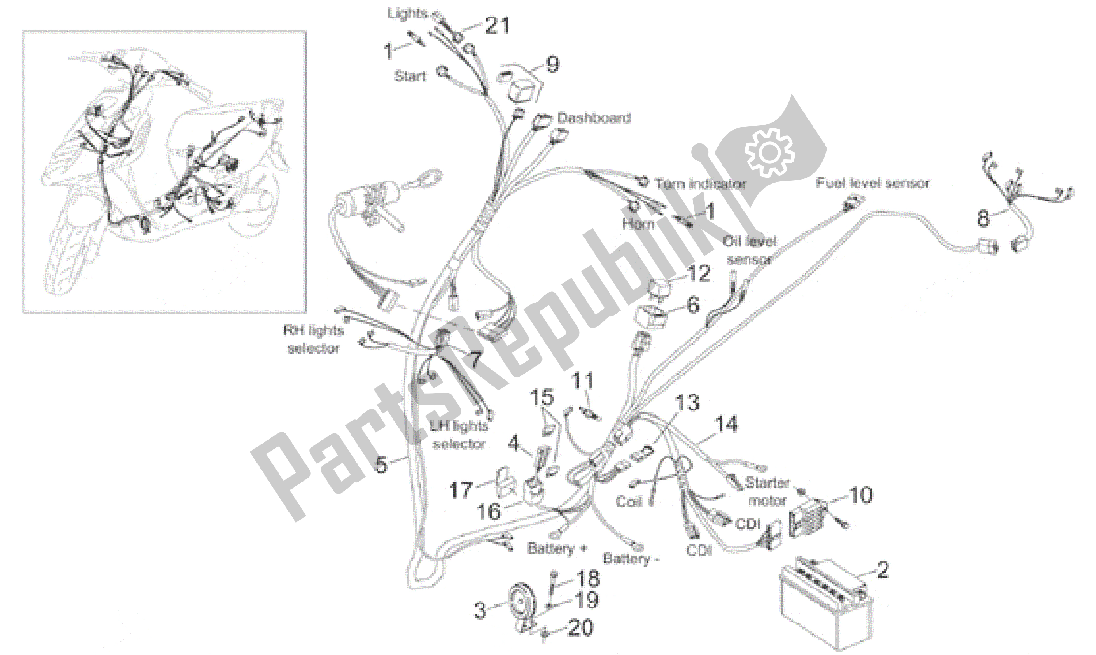 All parts for the Electrical System of the Aprilia Sonic 50 1998 - 2001