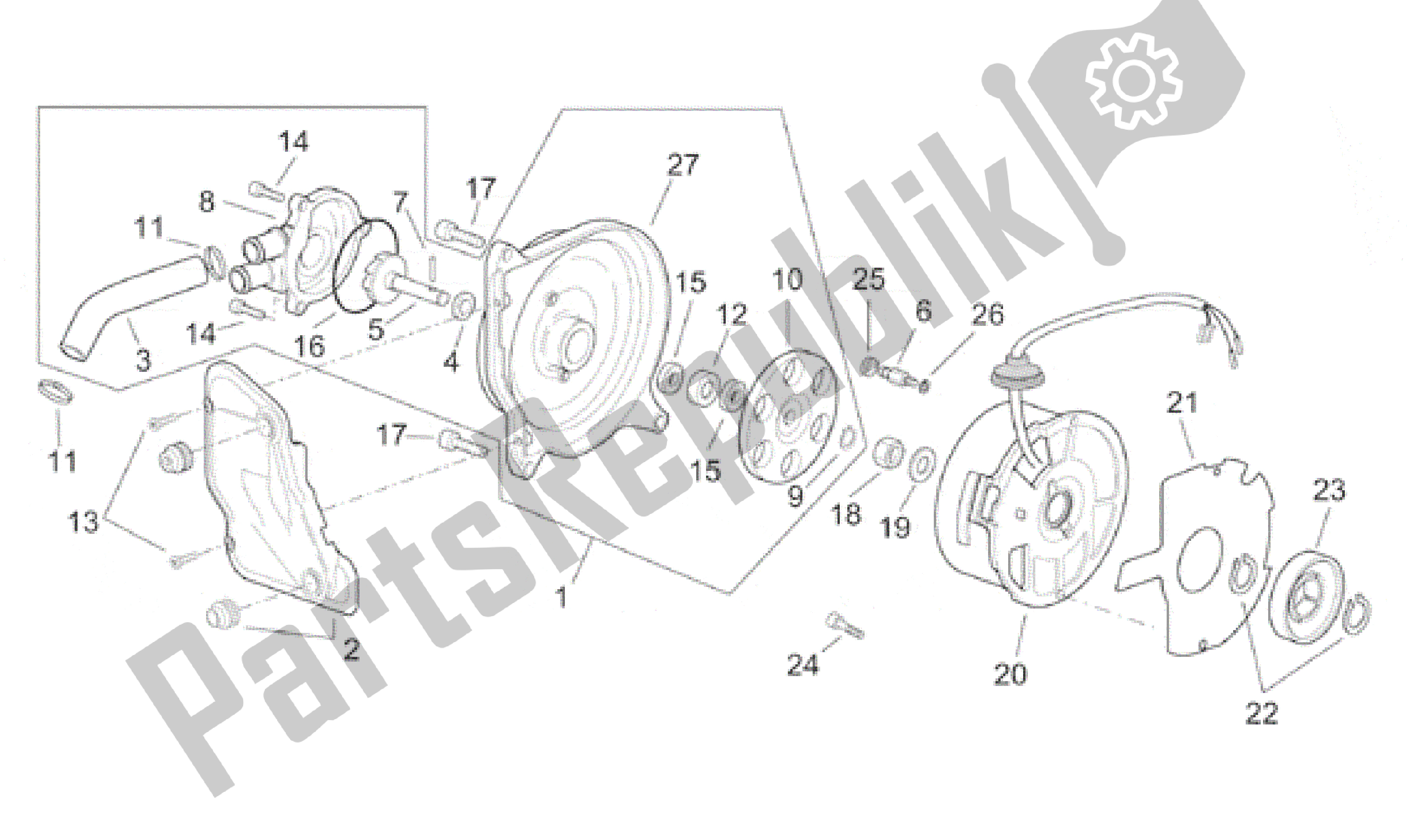 Tutte le parti per il Volano - Pompa Dell'acqua del Aprilia Sonic 50 1998 - 2001