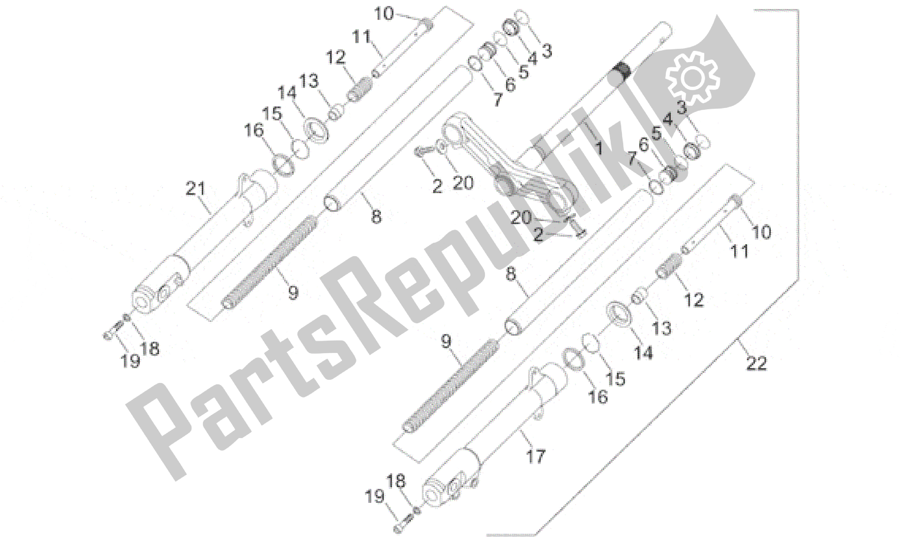 All parts for the Front Fork of the Aprilia Sonic 50 1998 - 2001