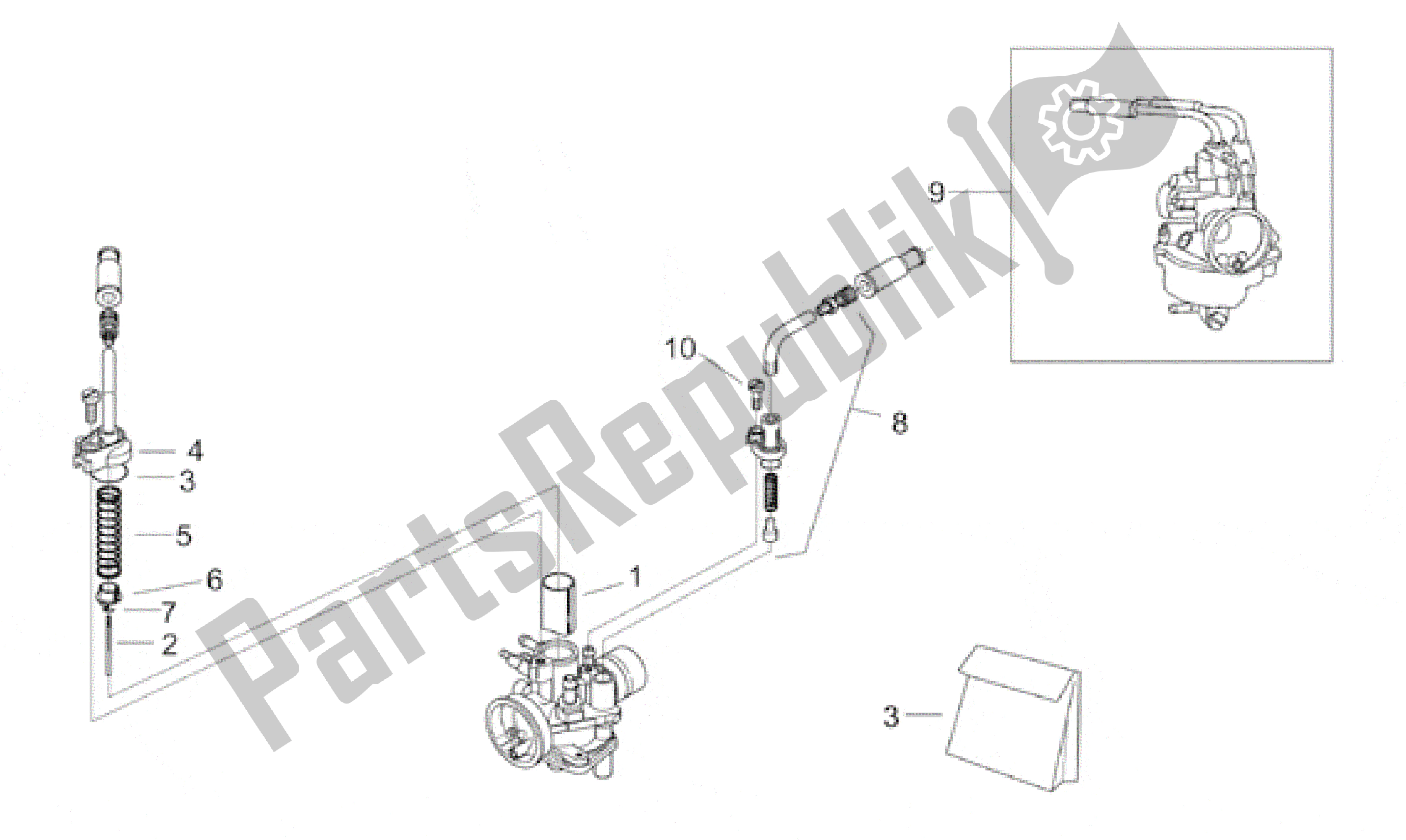 All parts for the Carburettor I of the Aprilia Sonic 50 1998 - 2001