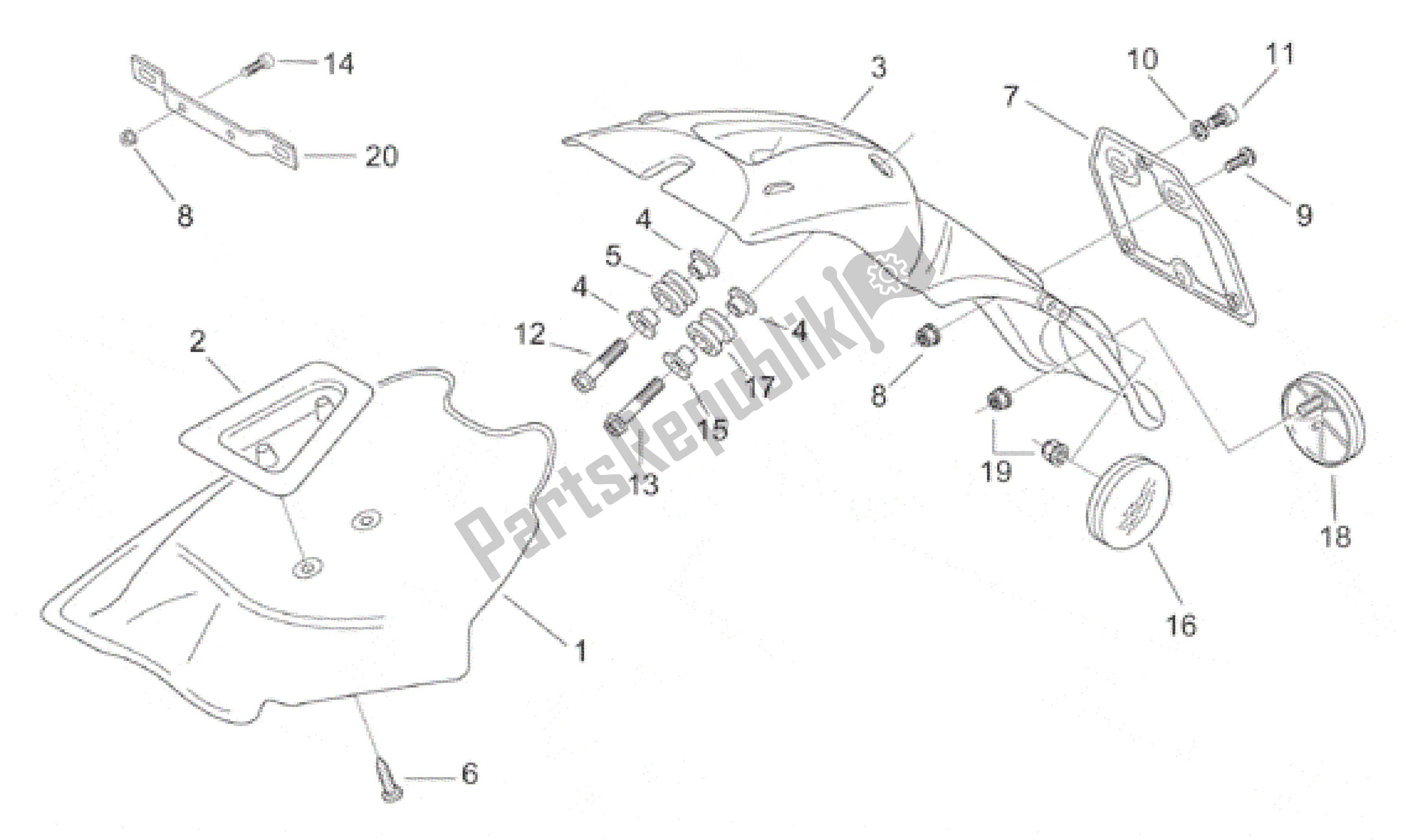 All parts for the Rear Body Iii - Mudguard of the Aprilia Scarabeo 50 1998