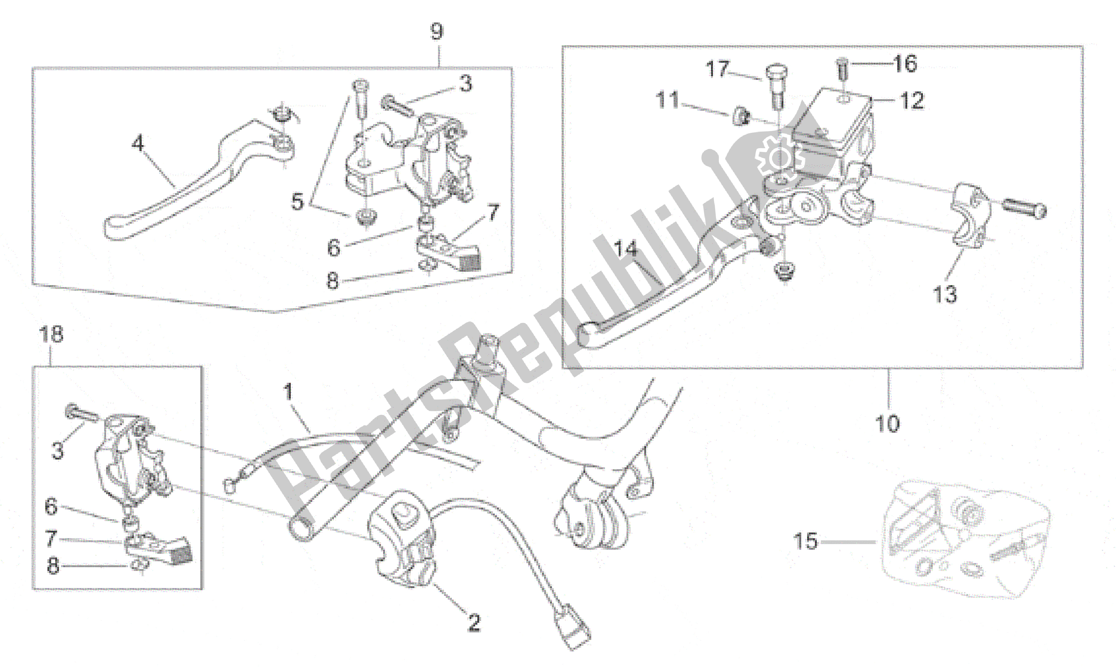 All parts for the Lh Controls of the Aprilia Scarabeo 50 1998