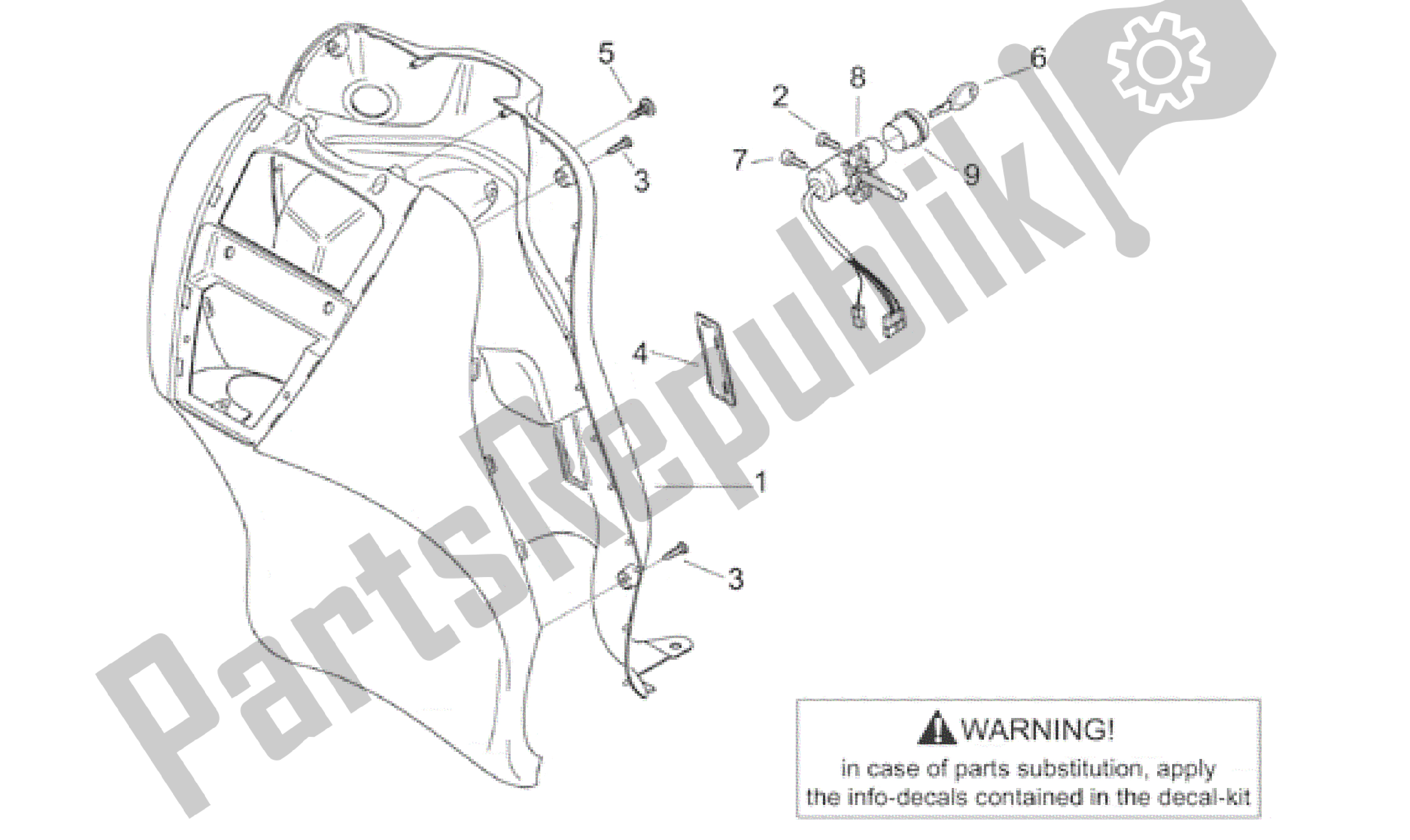 Tutte le parti per il Corpo Anteriore V - Schermo Interno del Aprilia Scarabeo 50 1999