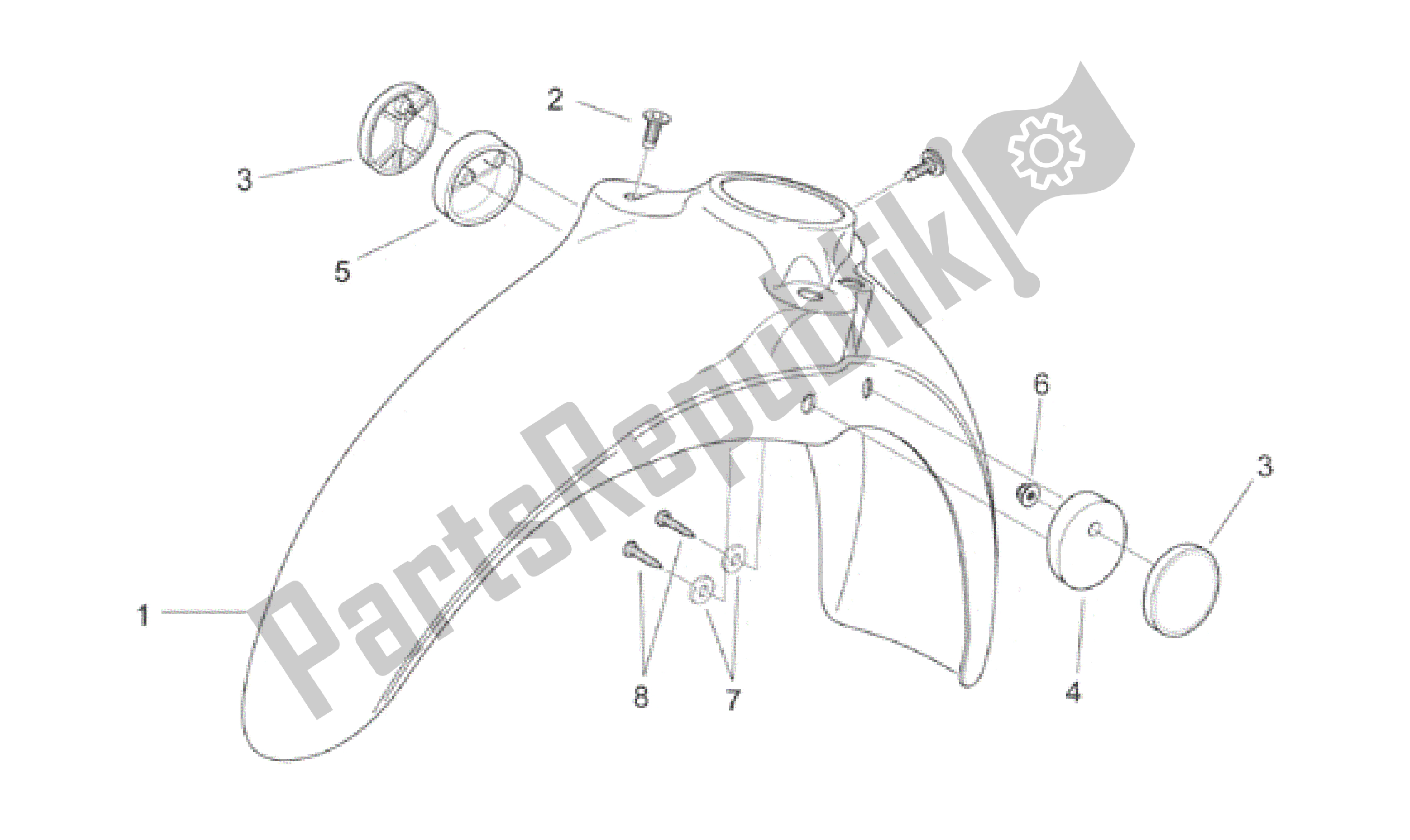 All parts for the Front Body Vi - Front Mudguard of the Aprilia Scarabeo 50 1999