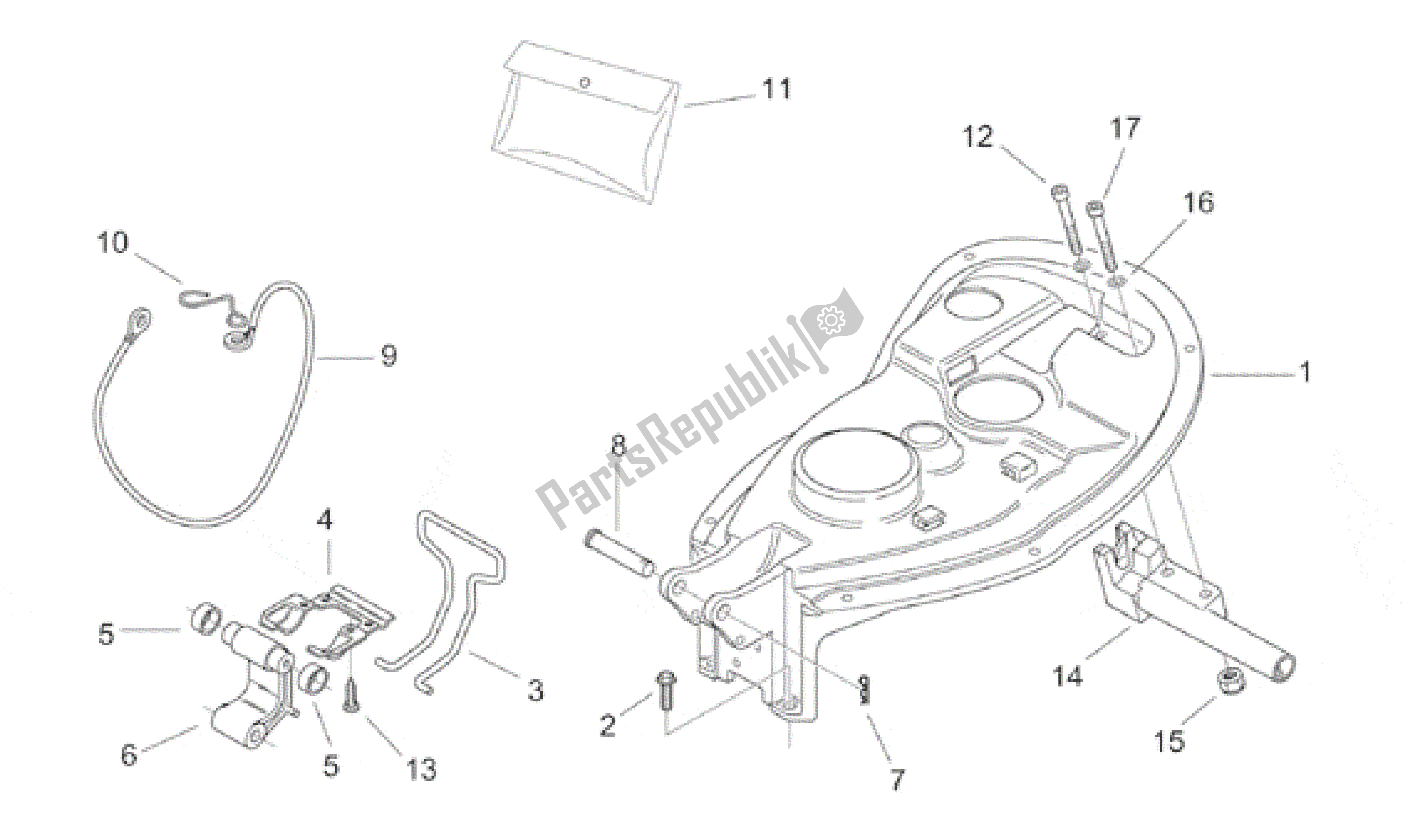 Todas as partes de Traseira Do Corpo Ii - Seat.comp. Do Aprilia Scarabeo 50 1999