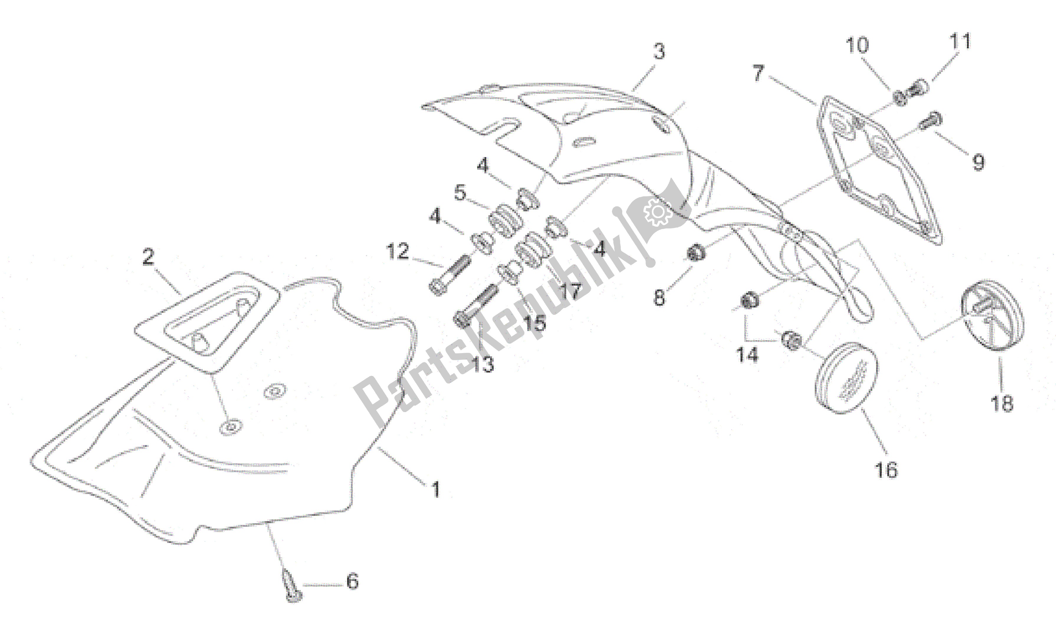 All parts for the Rear Body Iii - Mudguard of the Aprilia Scarabeo 50 1999