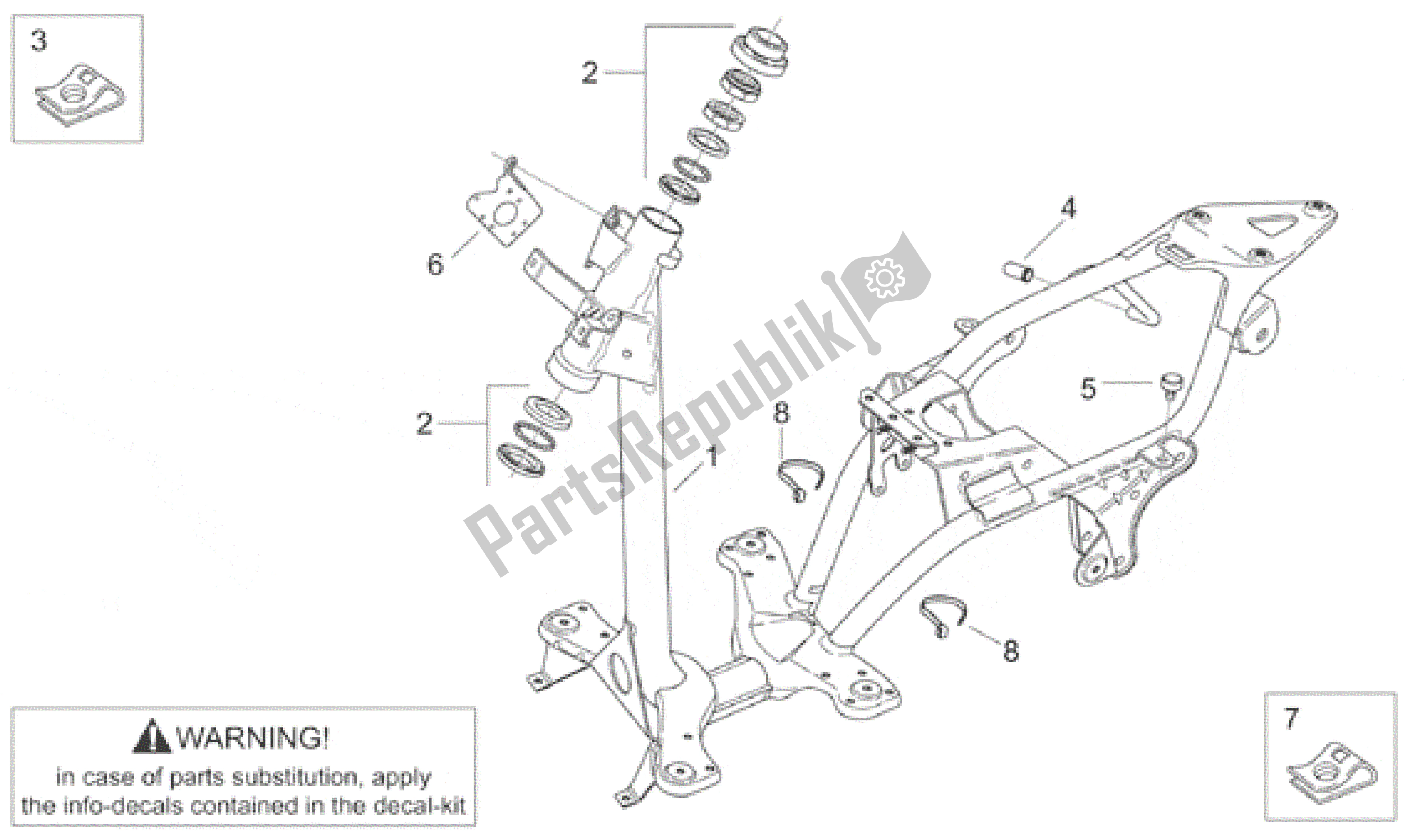 All parts for the Frame of the Aprilia Scarabeo 50 1999