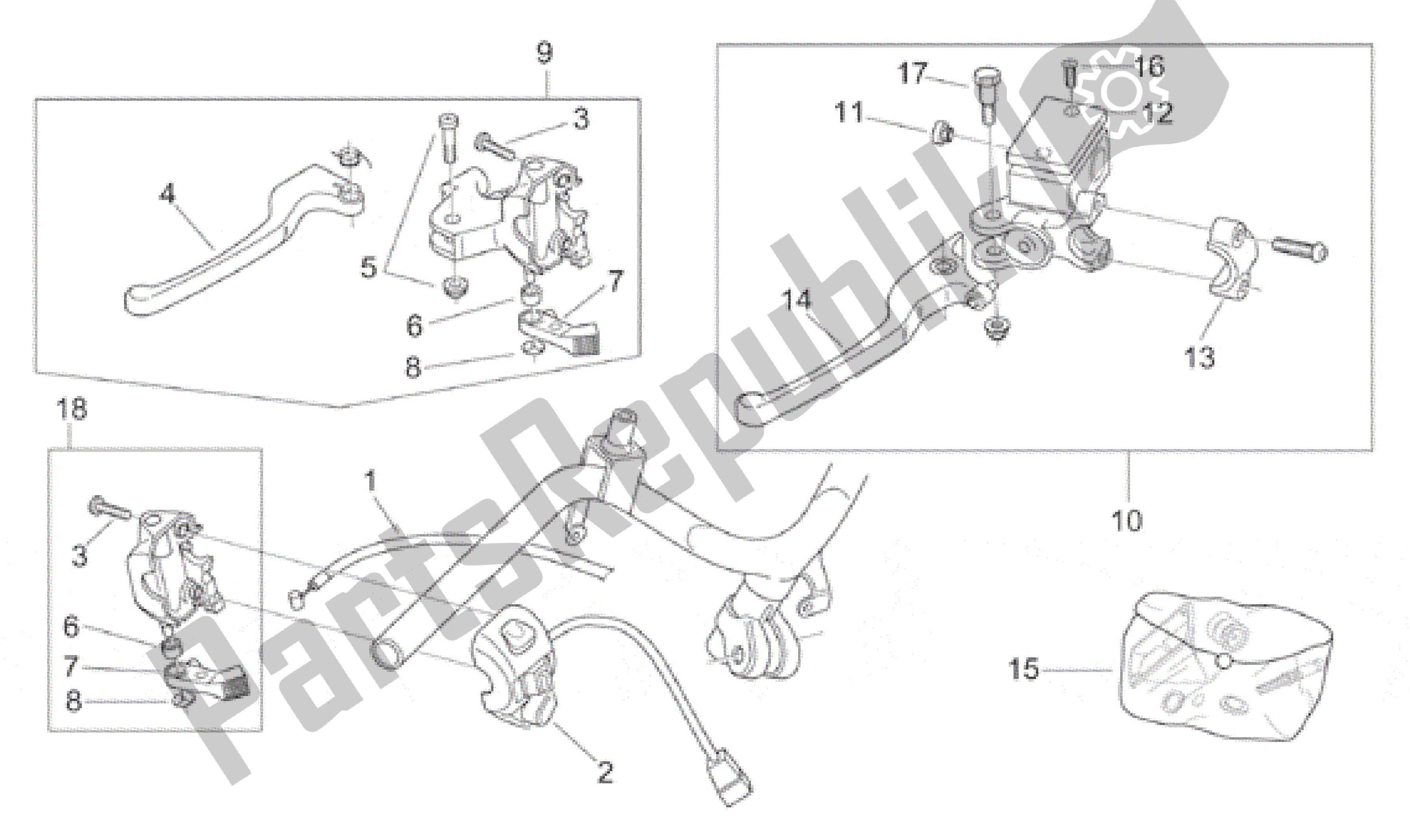 All parts for the Lh Controls of the Aprilia Scarabeo 50 1999